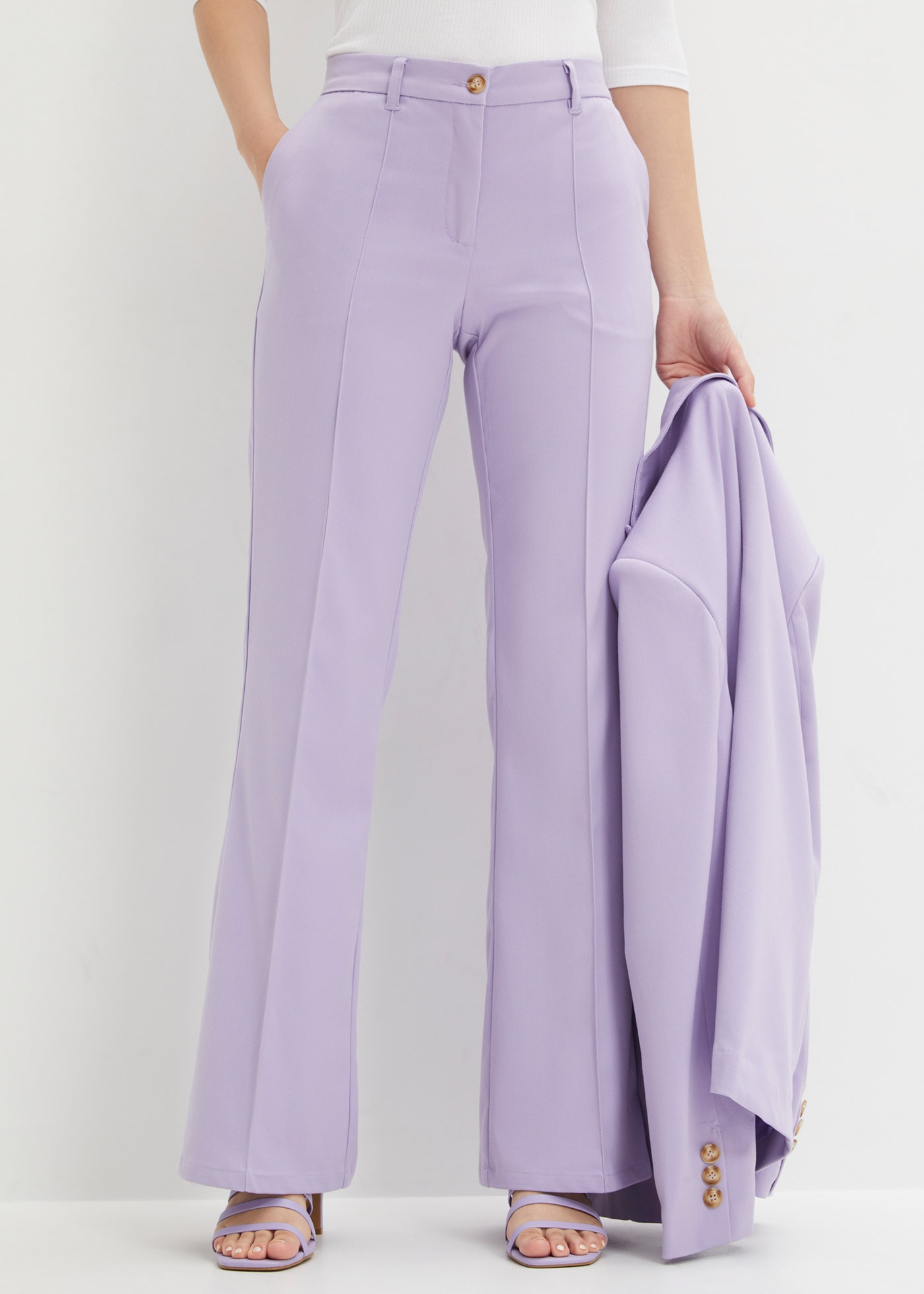 bonprix Anzughose  mit Elasthan-Anteil, Regular Fit, Flared Schnitt, eleganter Stil