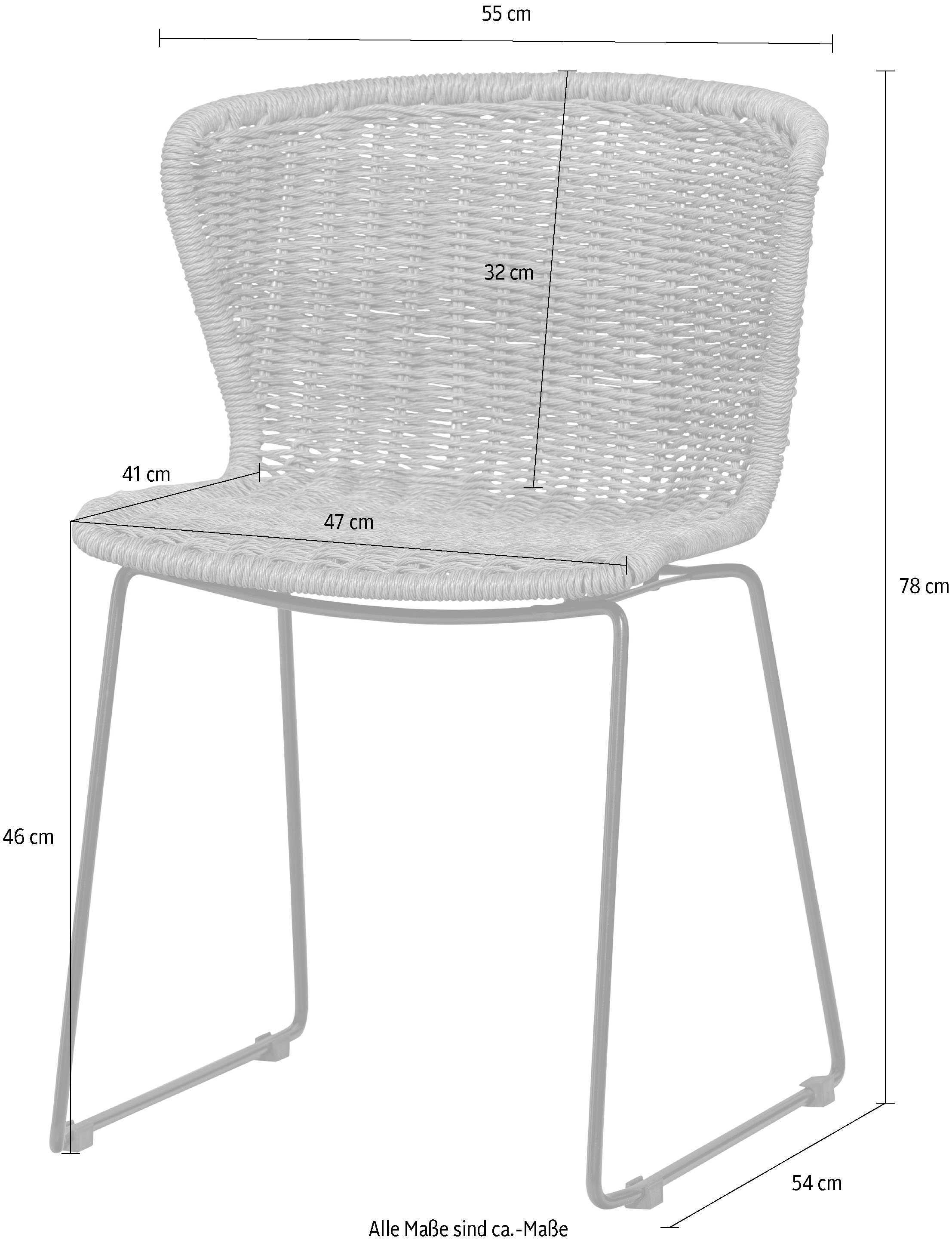 WOOOD Esszimmerstuhl »Wings aus geflochtenem Poly-Rattan mit Stahlgestell H 78 cm« () (Set, 2 St), für den Innen- und Außenbereich geeignet