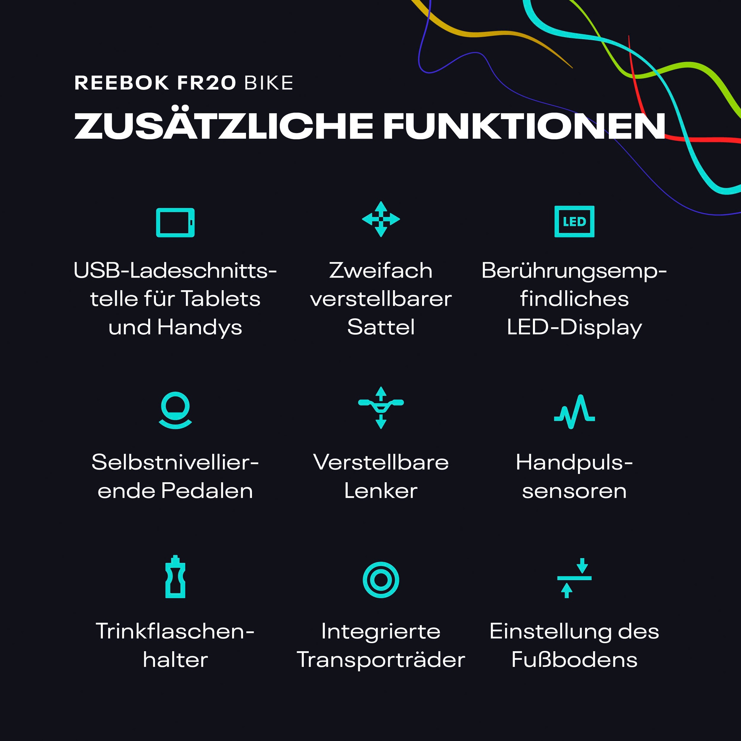 Reebok Heimtrainer »FR20 Heimtrainer« 120 kg max. Benutzergewicht, Fahrrad, 8 Widerstandsstufen