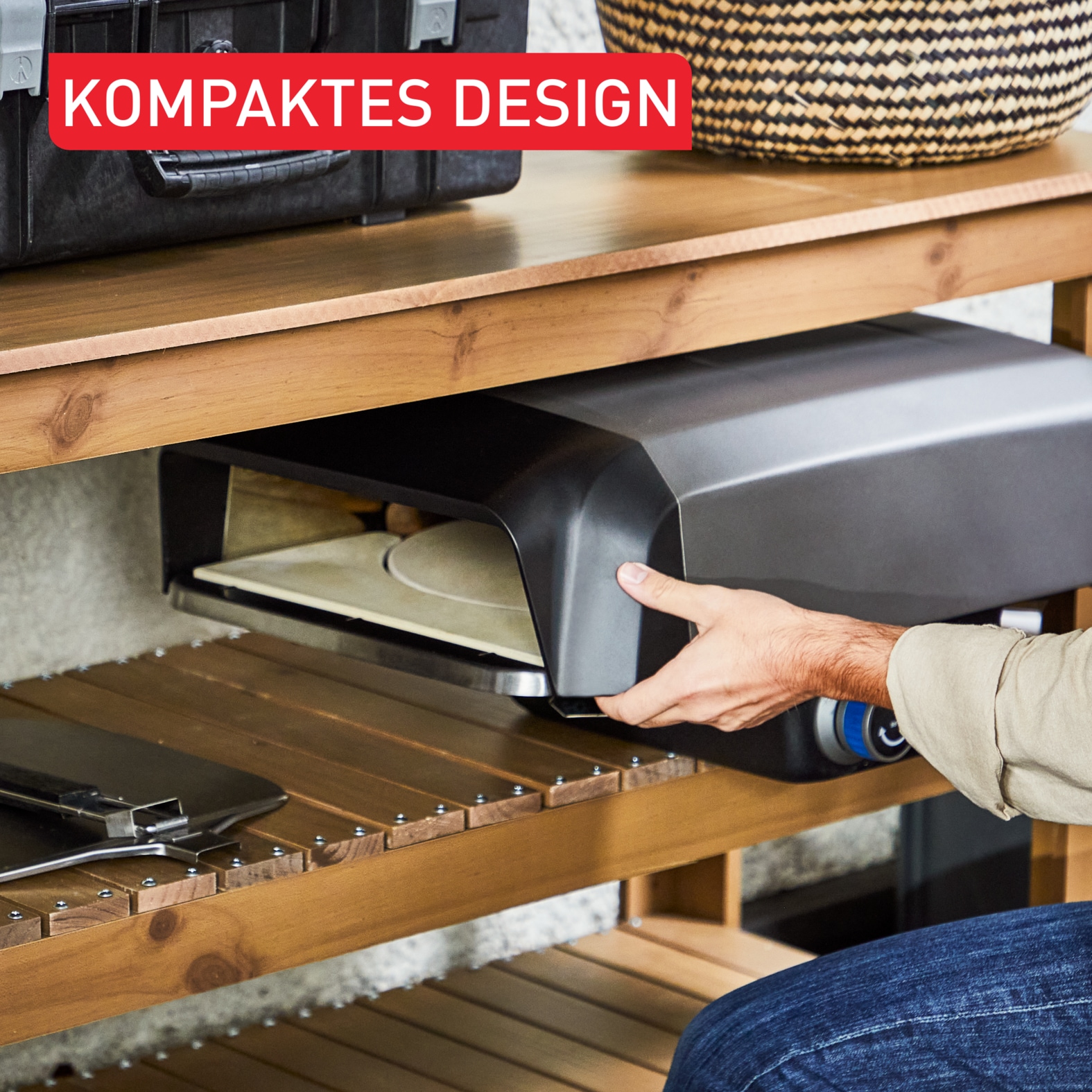 Tefal Pizzaofen »Pizza Pronto, kompakter Gaspizzaofen für Zuhause, schnelles Vorheizen«, 360° drehender Pizzastein, bis zu 400 °C, inkl. Pizzaschaufel, JM4130