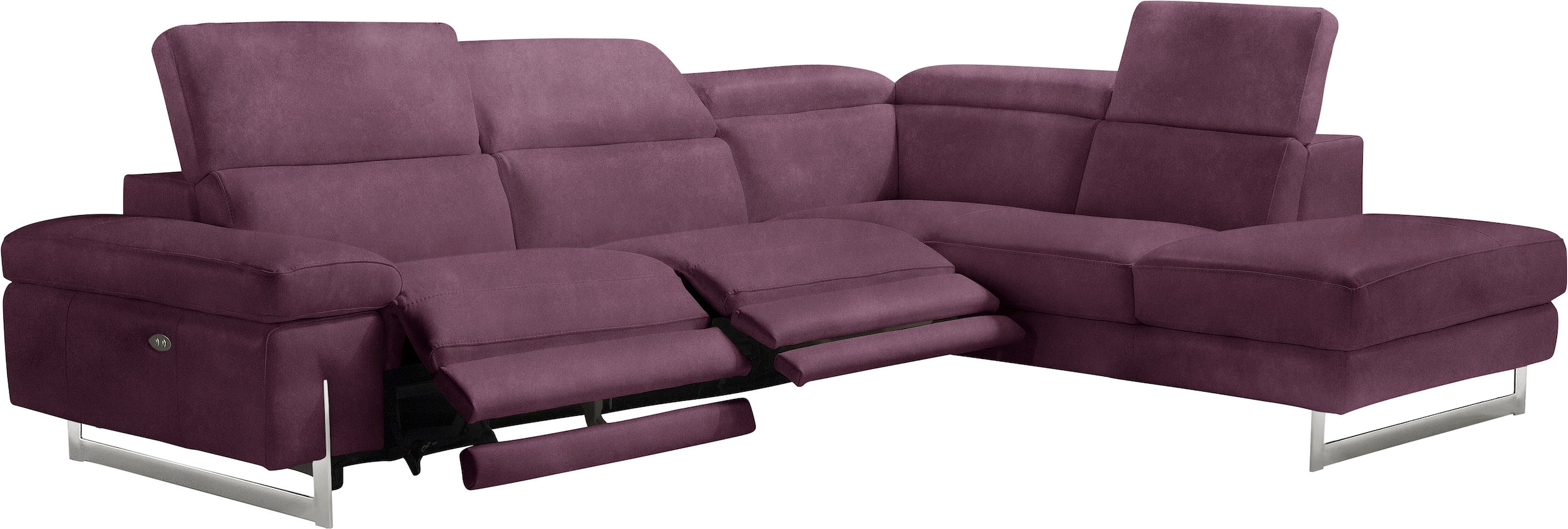 Egoitaliano Ecksofa »Candice, elegant, edel und bequem, erstklassiger Sitzkomfort, L-Form«, inkl. 2 elektrischer Relaxfunktionen, Bedienung über Taste an Armlehne