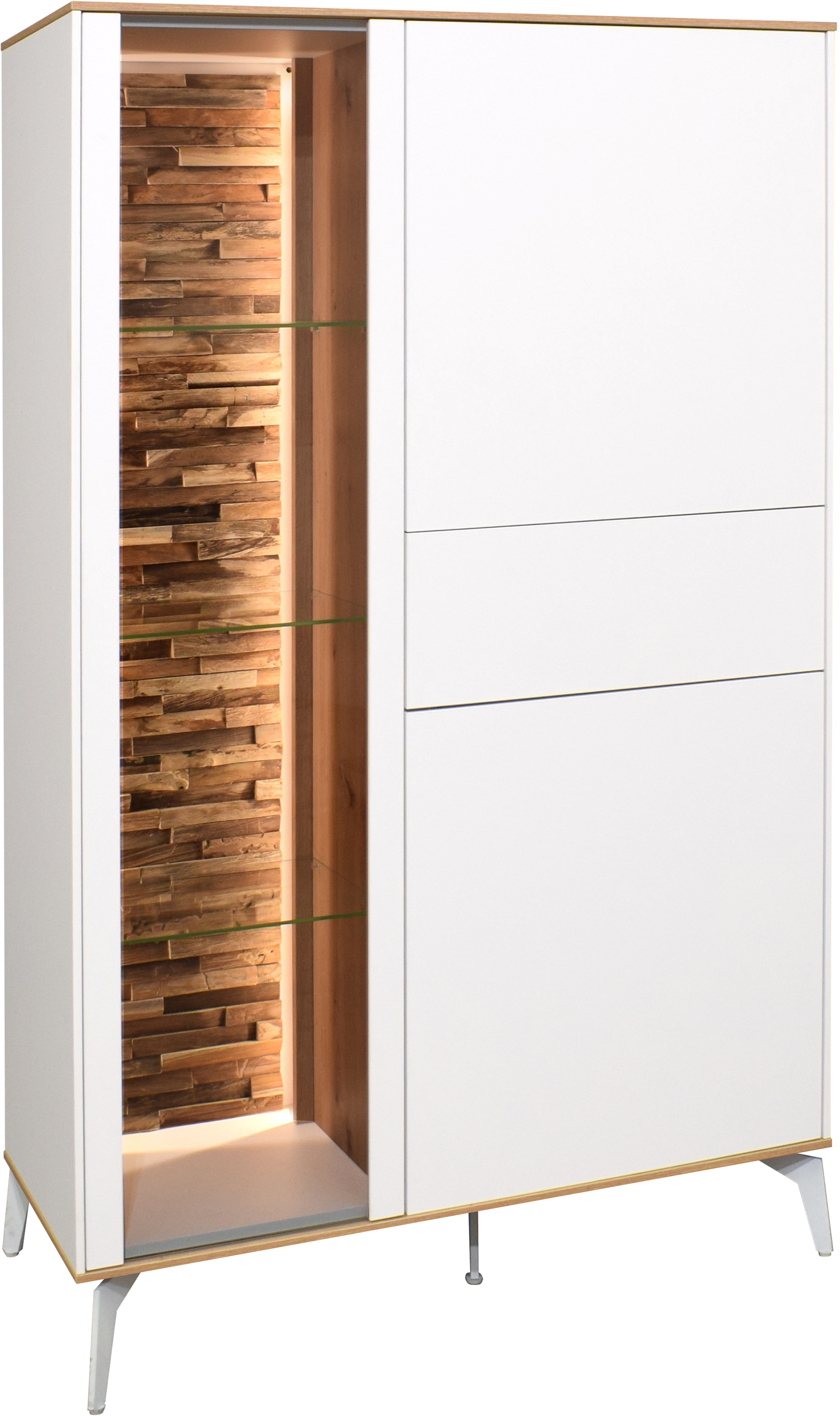 Mäusbacher Highboard, Faro Highboard B 101 cm, inkl. Beleuchtung, Push to open, Metallfüße