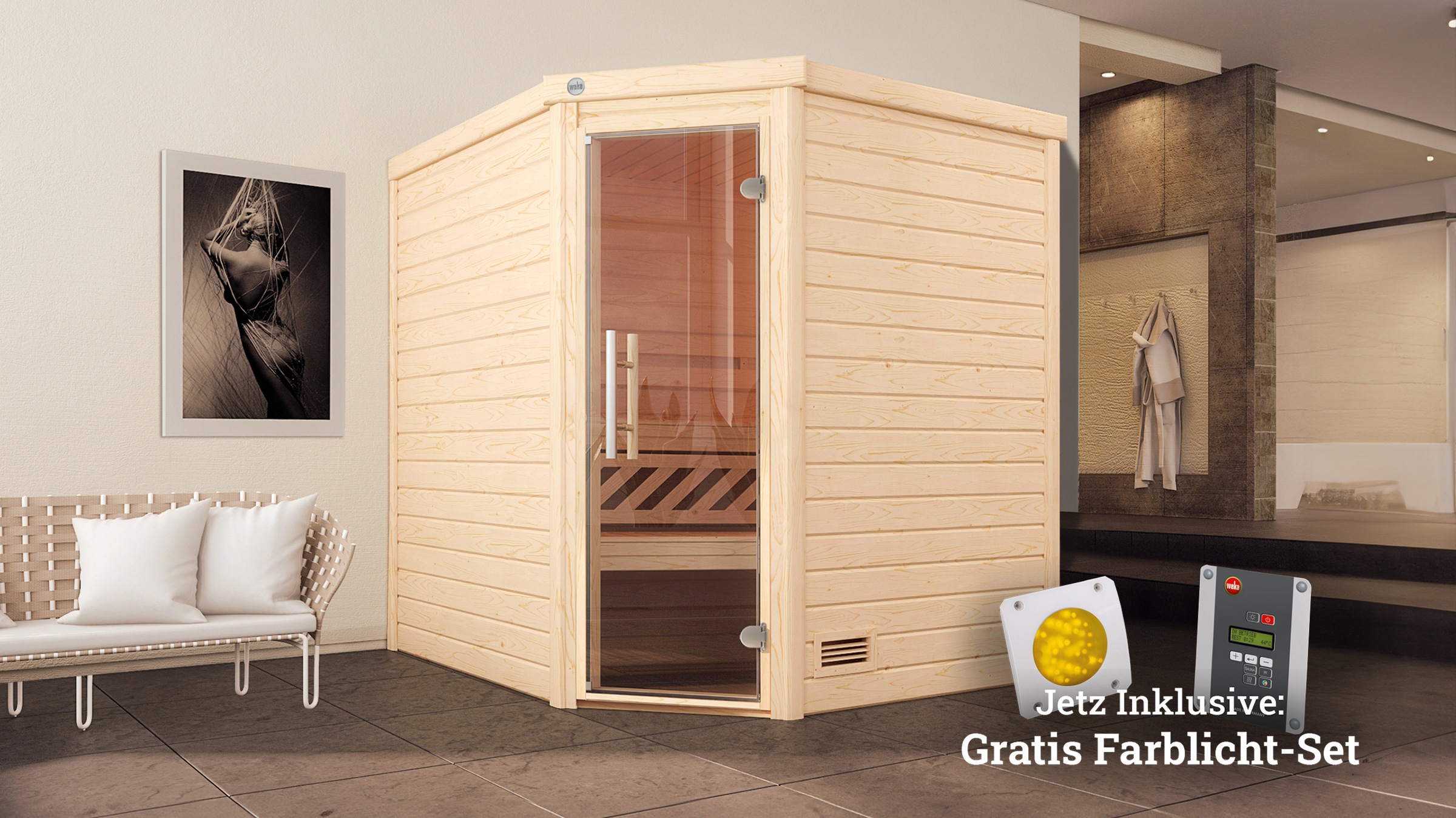 weka Sauna »Turku«, 7,5 kW Bio-Ofen mit digitaler Steuerung