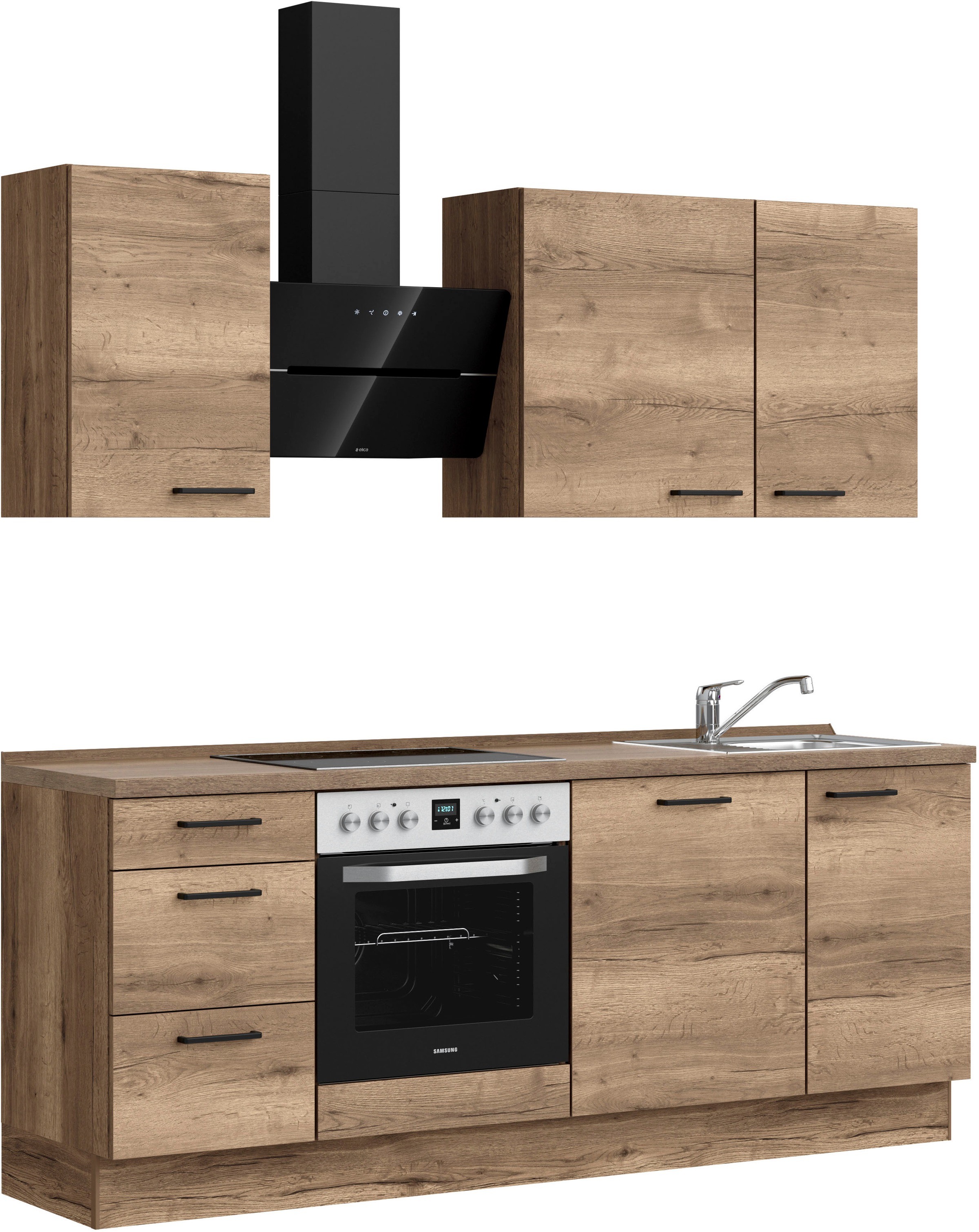 nobilia® Küchenzeile »"Structura II"«, vormontiert, Ausrichtung wählbar, Breite 210 cm, wahlw. mit E-Geräten