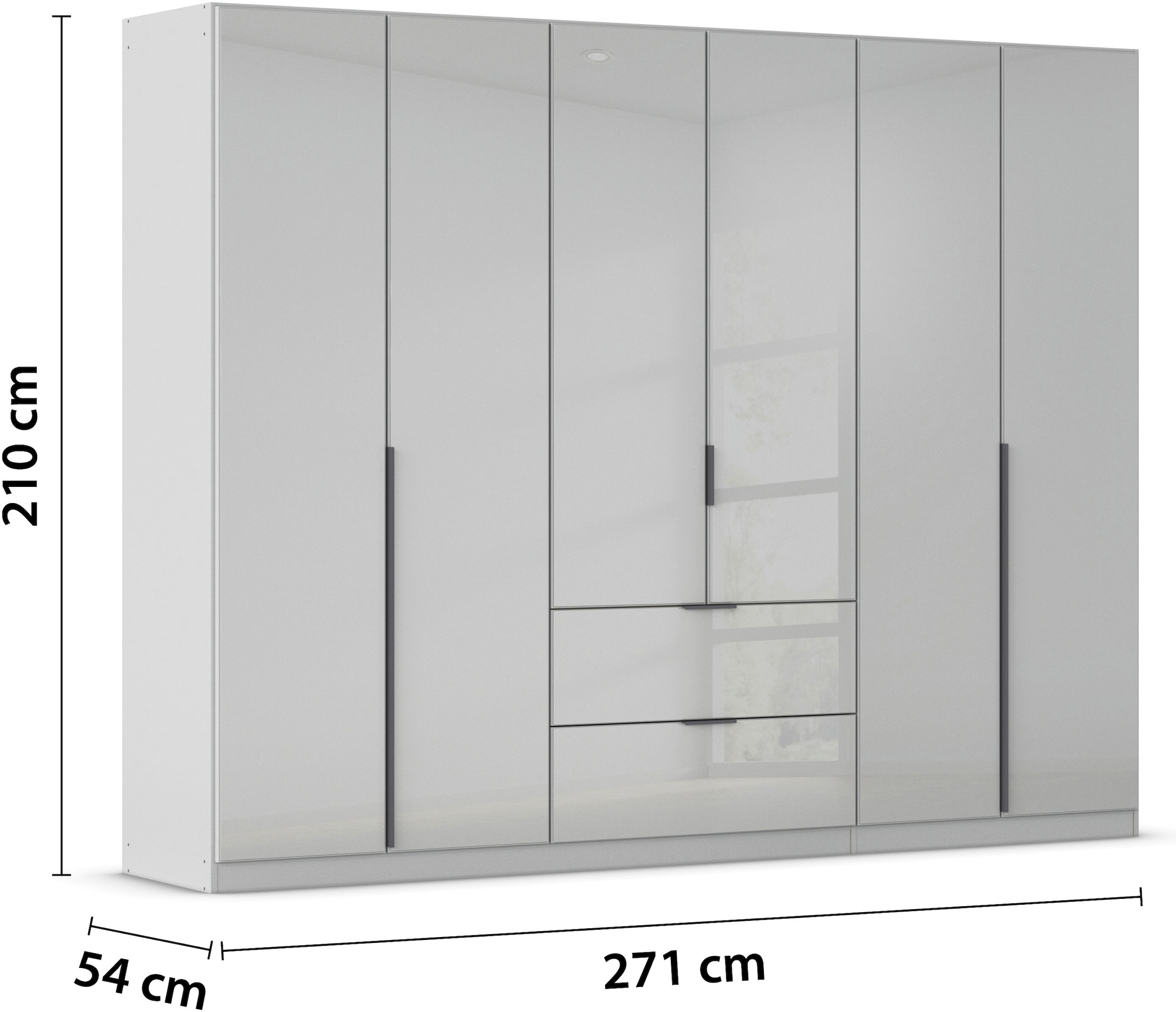 rauch Drehtürenschrank »Kleiderschrank Kleiderschränke Schrank Garderobe AGORDO mit Glasfront«, (in zwei Griff-Farben mit Glasfront), mit Außenschubkästen, in 6 Breiten und 2 Höhen MADE IN GERMANY