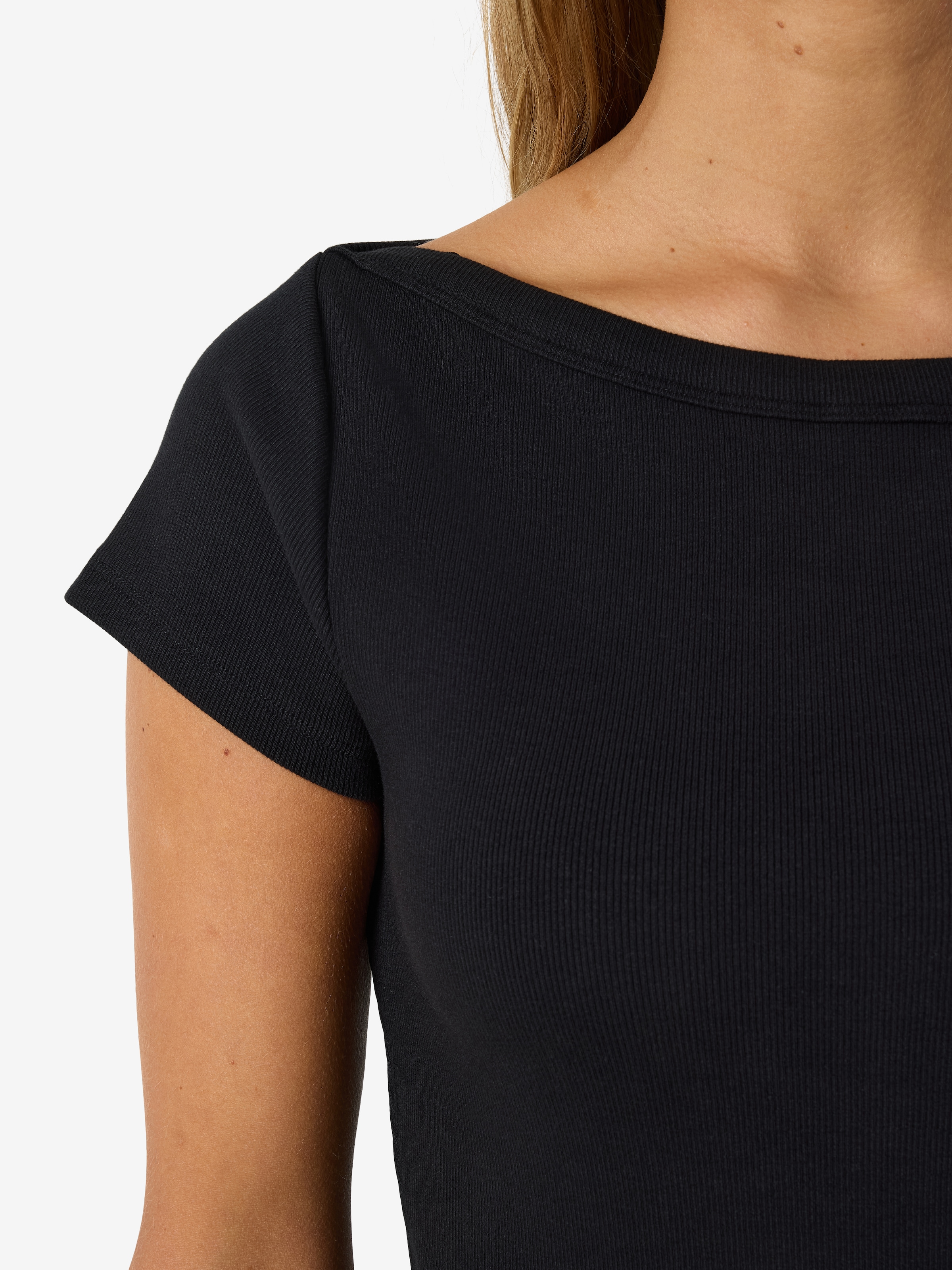 Noisy may Kurzarmshirt »NMMAYA S/S BOATNECK TOP NOOS« Baumwollmischung, regular fit