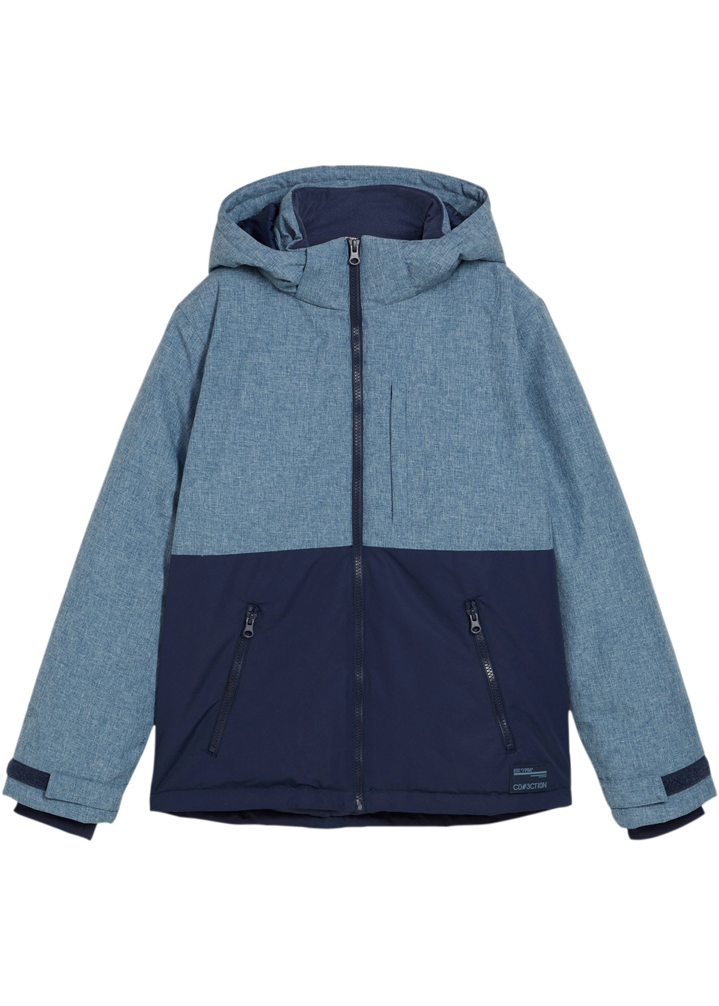 bonprix Winterjacke mit Kapuze wattierte Winterjacke im Colourblocking mit Kapuze