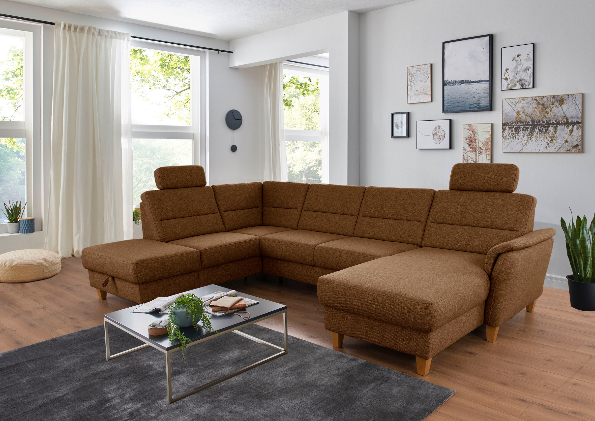 Home affaire Wohnlandschaft »Palmera U-Form, B: 308 cm« optional Bettfunkti günstig online kaufen