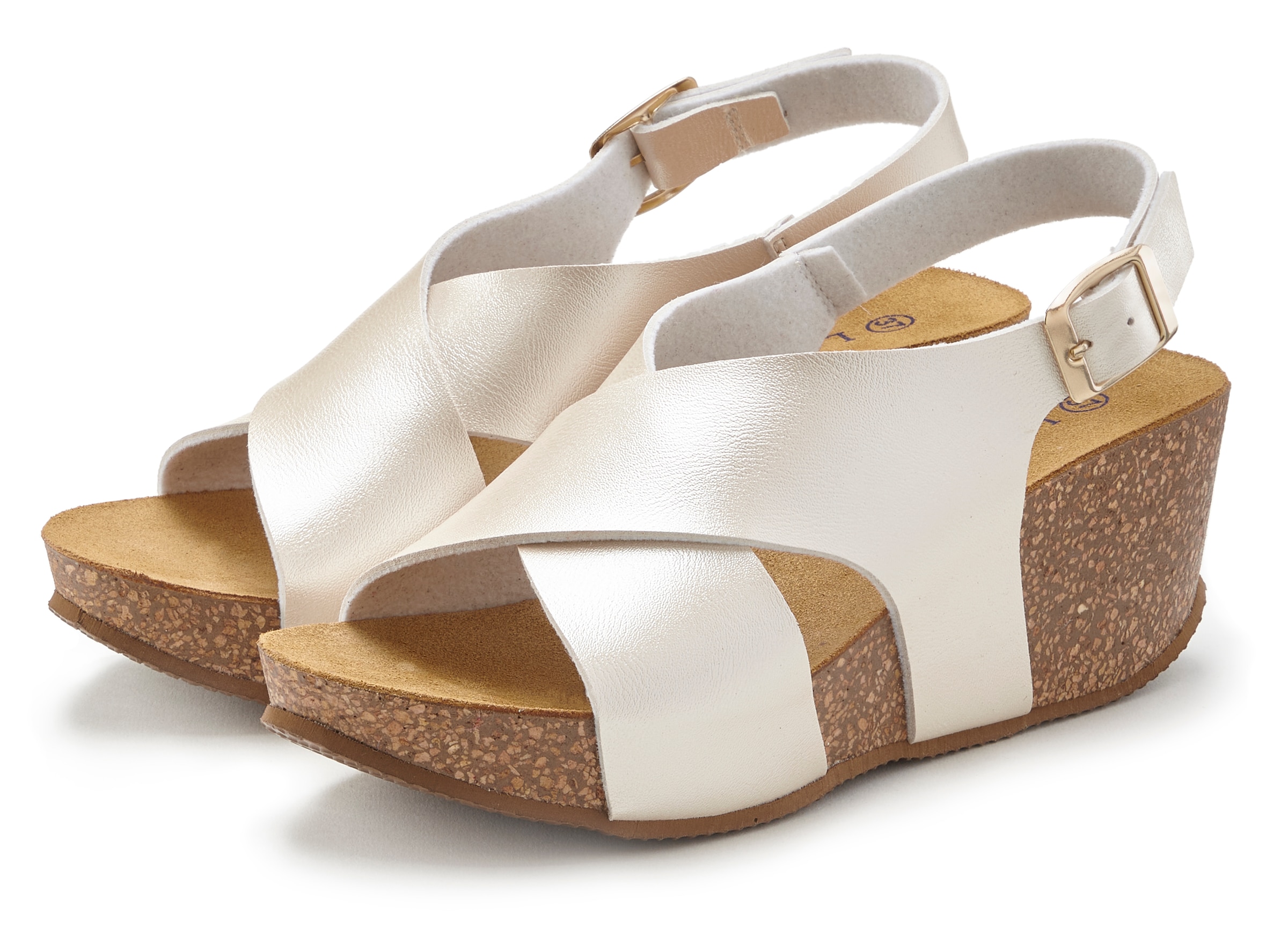 LASCANA Sandalette »Sommerschuh«, Sommerschuh mit Keilabsatz und Korkfußbett