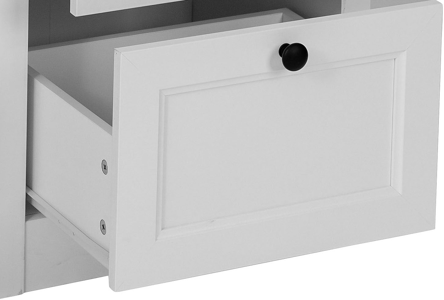 OTTO home Vitrine »Rigny« aus MDF, mit Holz-Zierleiste, schwarzem Metallgriff