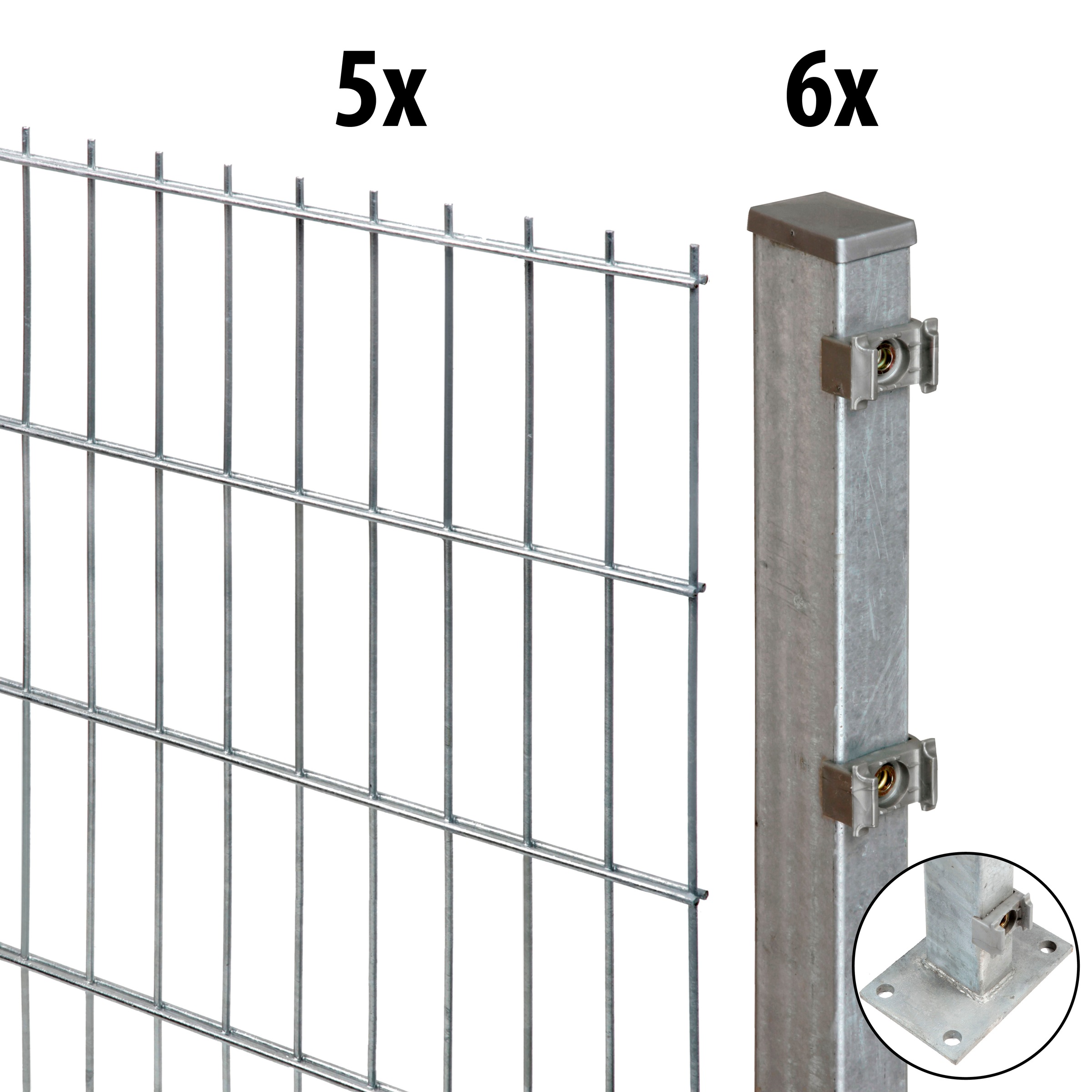 GARDEN 'N' MORE Doppelstabmattenzaun »Excellent« 5 Elemente für 10 m, LxH: 200 x 163 cm, mit 6 Pfosten feuerverzinkt