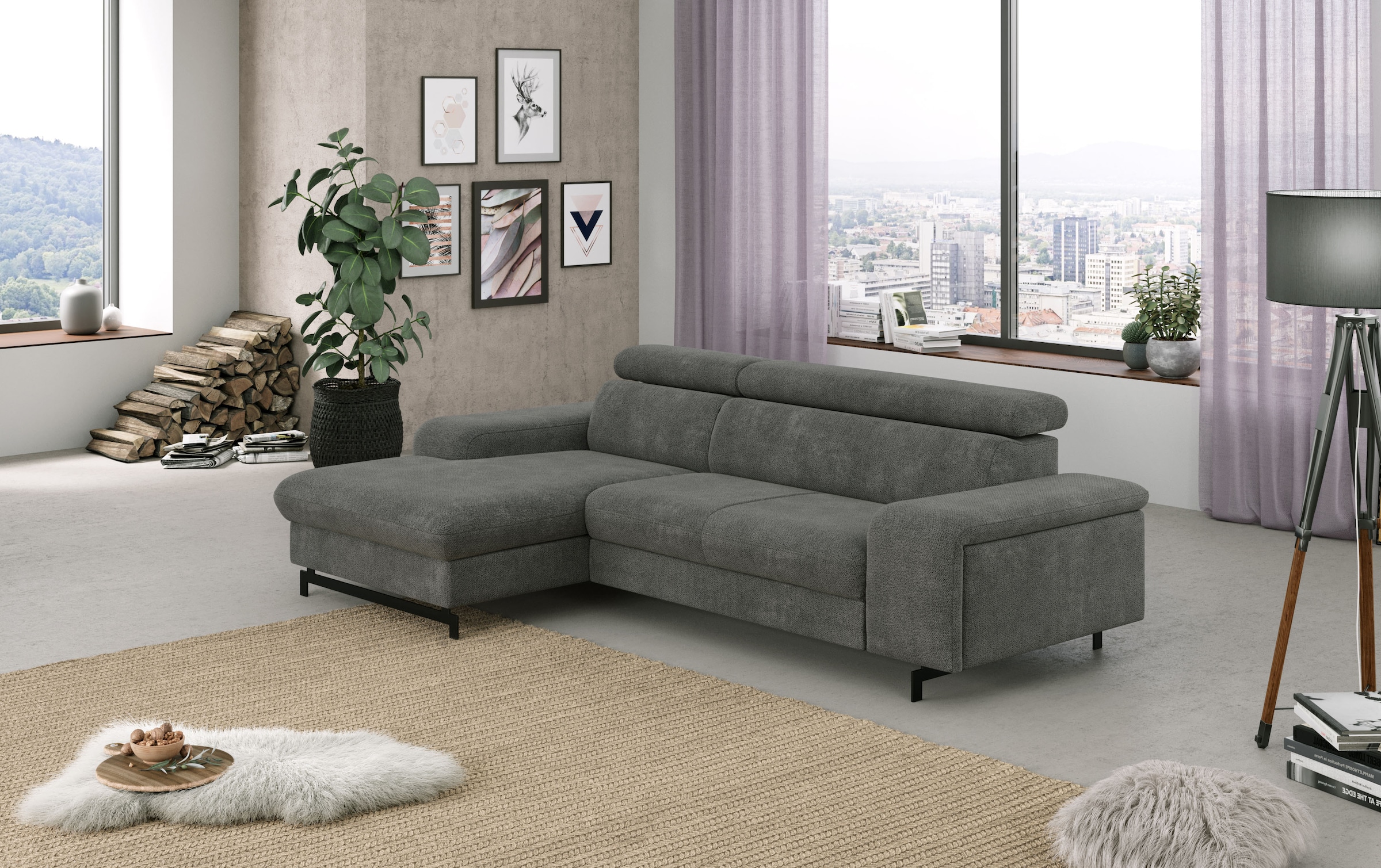 COTTA Ecksofa »Emma L-Form«, mit Kopfteilverstellung, wahlweise mit Bettfunktion & Bettkasten