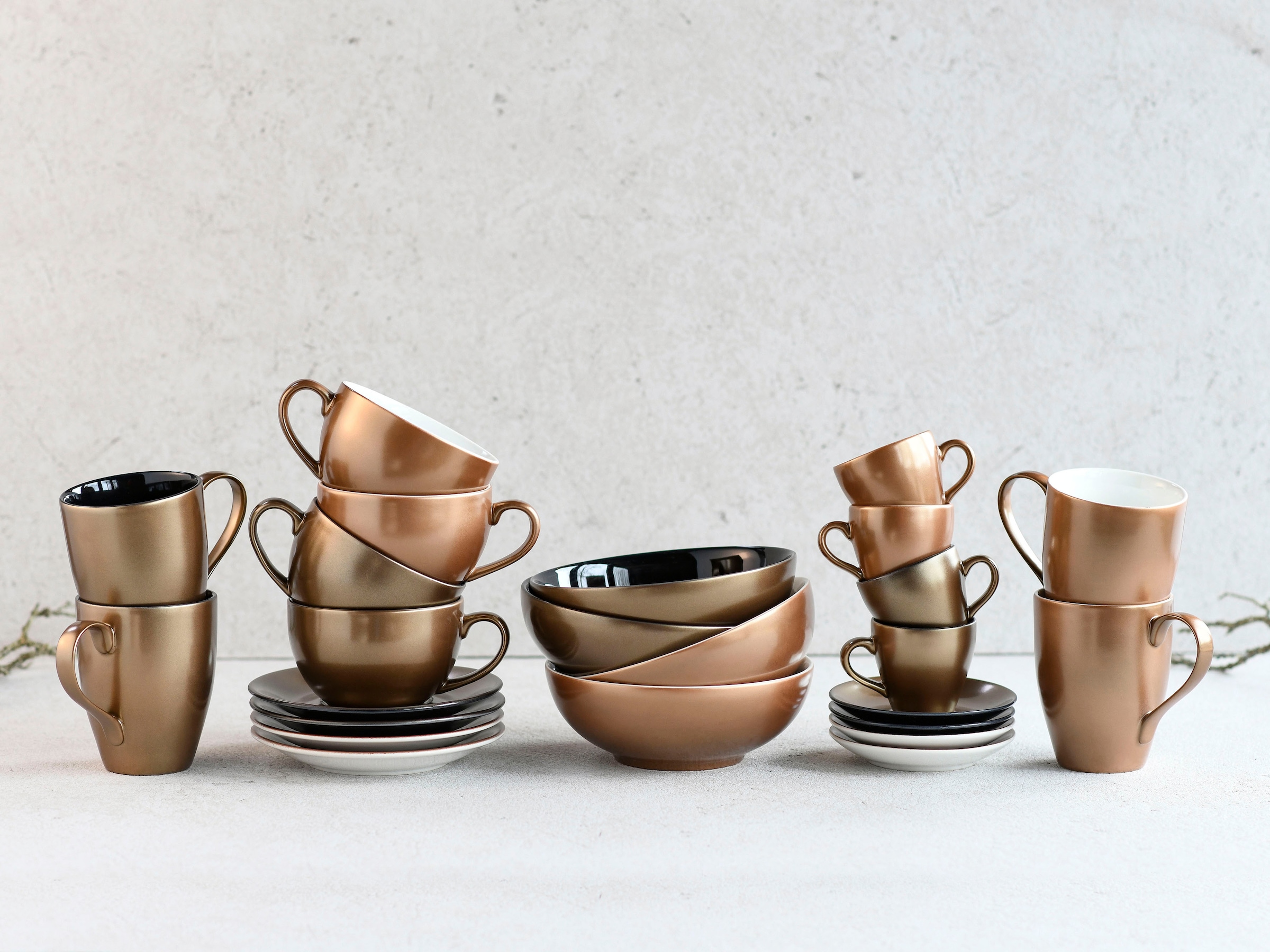 CreaTable Espressotasse »Golden Days«, (Set, 4 tlg.), 4-teilig, inkl. Untertasse