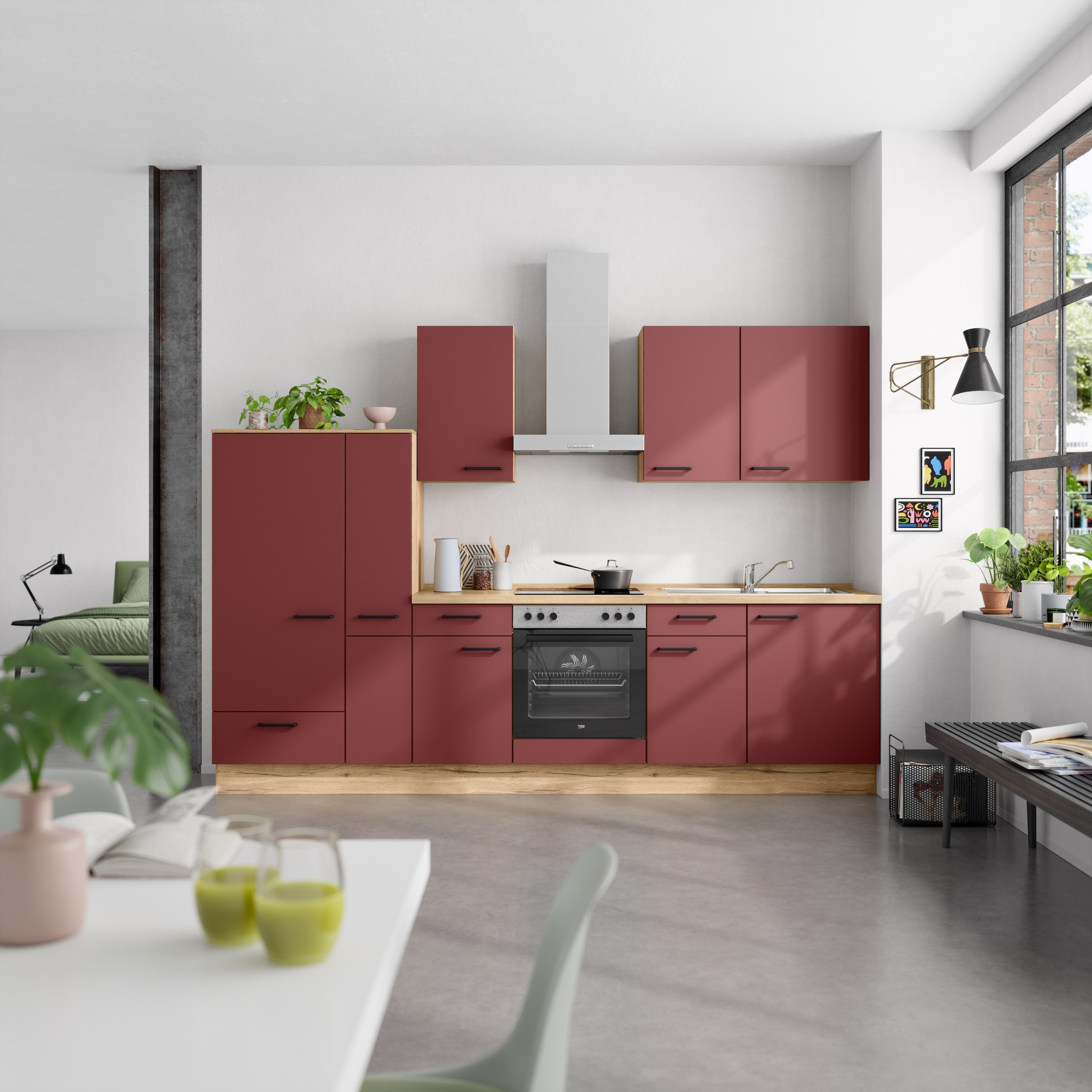 nobilia® Küchenzeile »"Easytouch I"«, vormontiert, Ausrichtung wählbar, Breite 300 cm, wahlw. mit E-Geräten