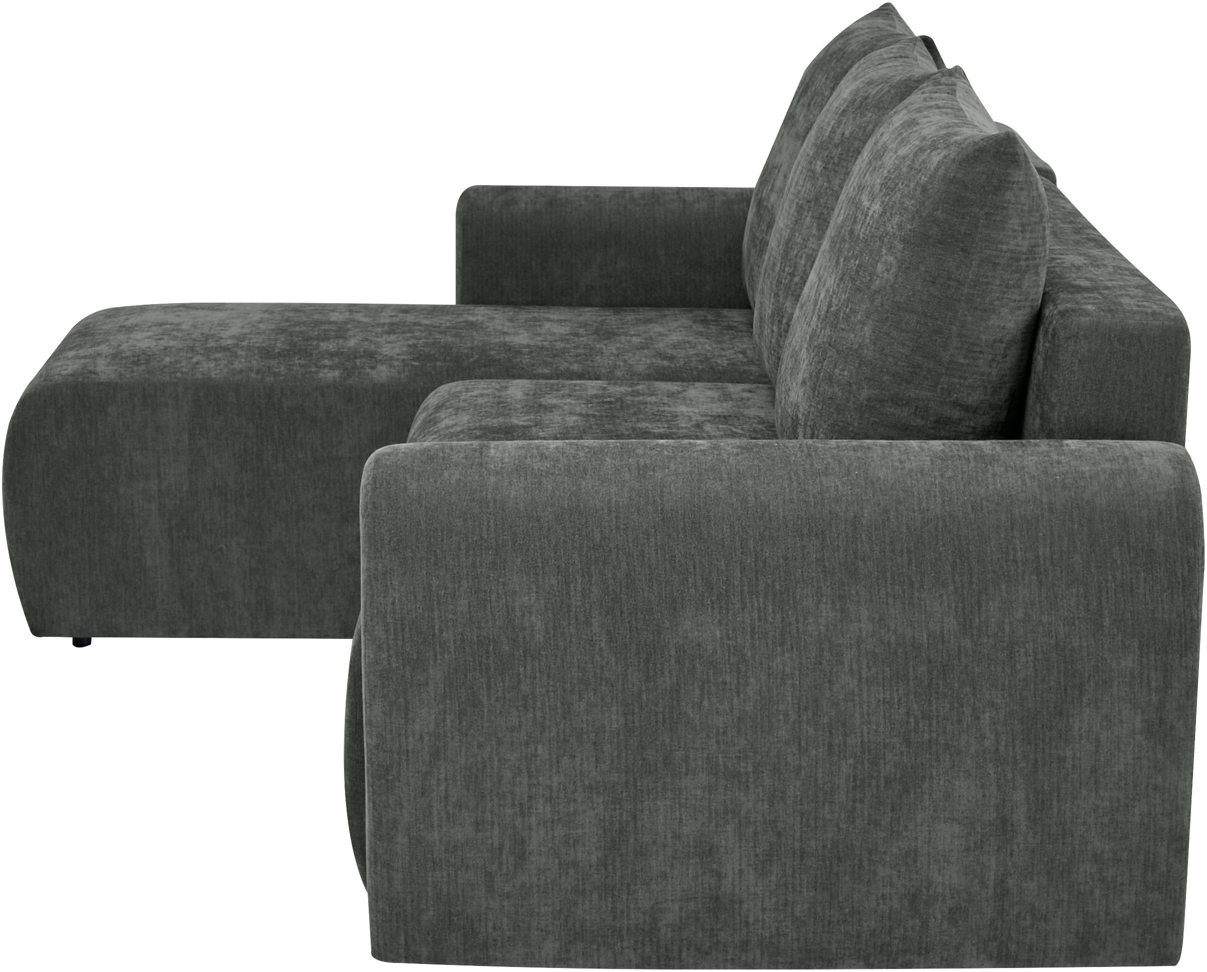 Home affaire Ecksofa »Nortrud-Uni, 241 cm, L-Form, mit Schlaffunktion u. Bettkasten« Recamiere rechts / links montierbar, Feinstruktur-Bezug