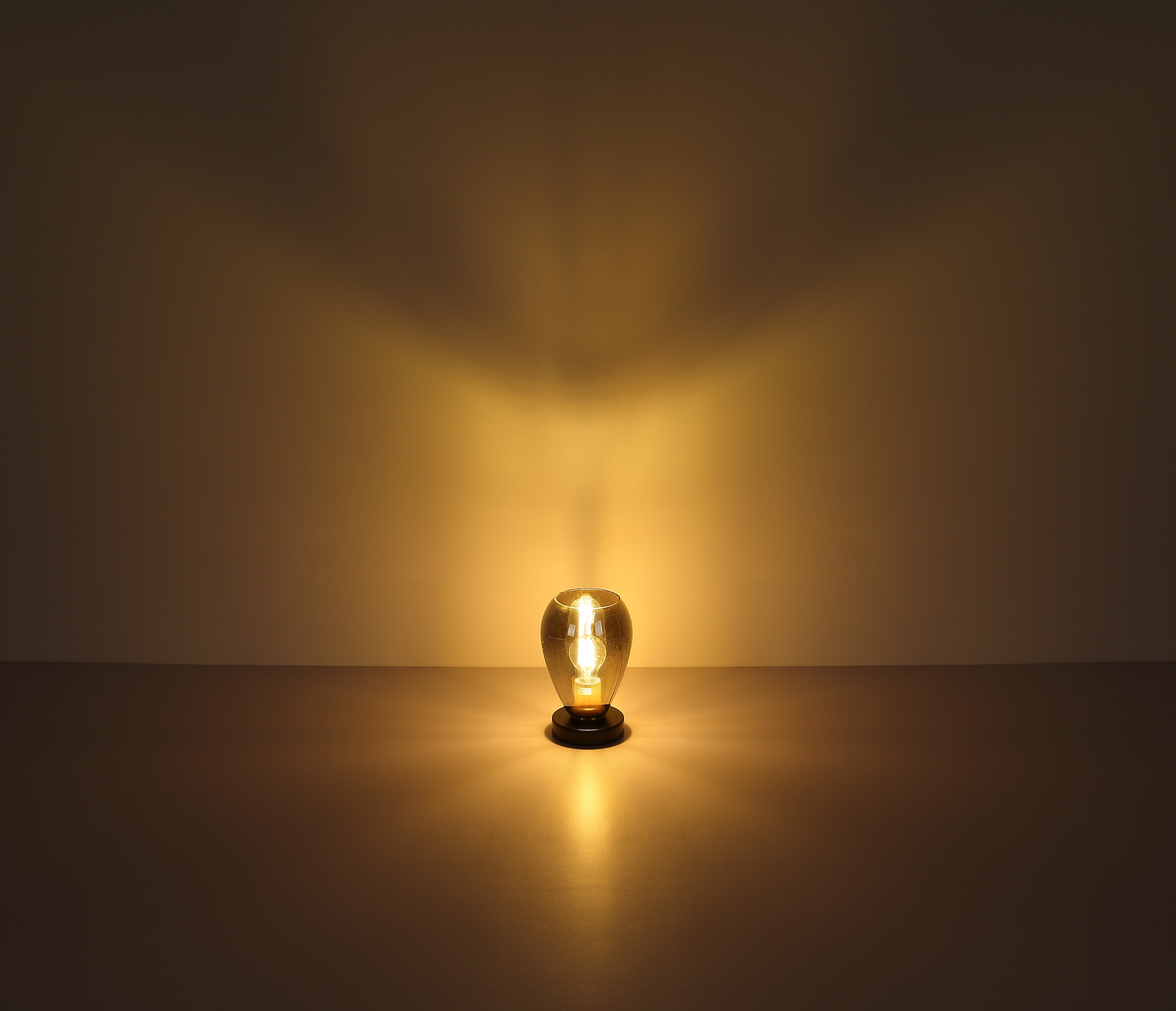 GLOBO LIGHTING Tischleuchte »FANNI«, Leuchtmittel E27 | ohne Leuchtmittel, Tischlampe/messing/Glas rauchfarben/Wohnzimmer/elegant