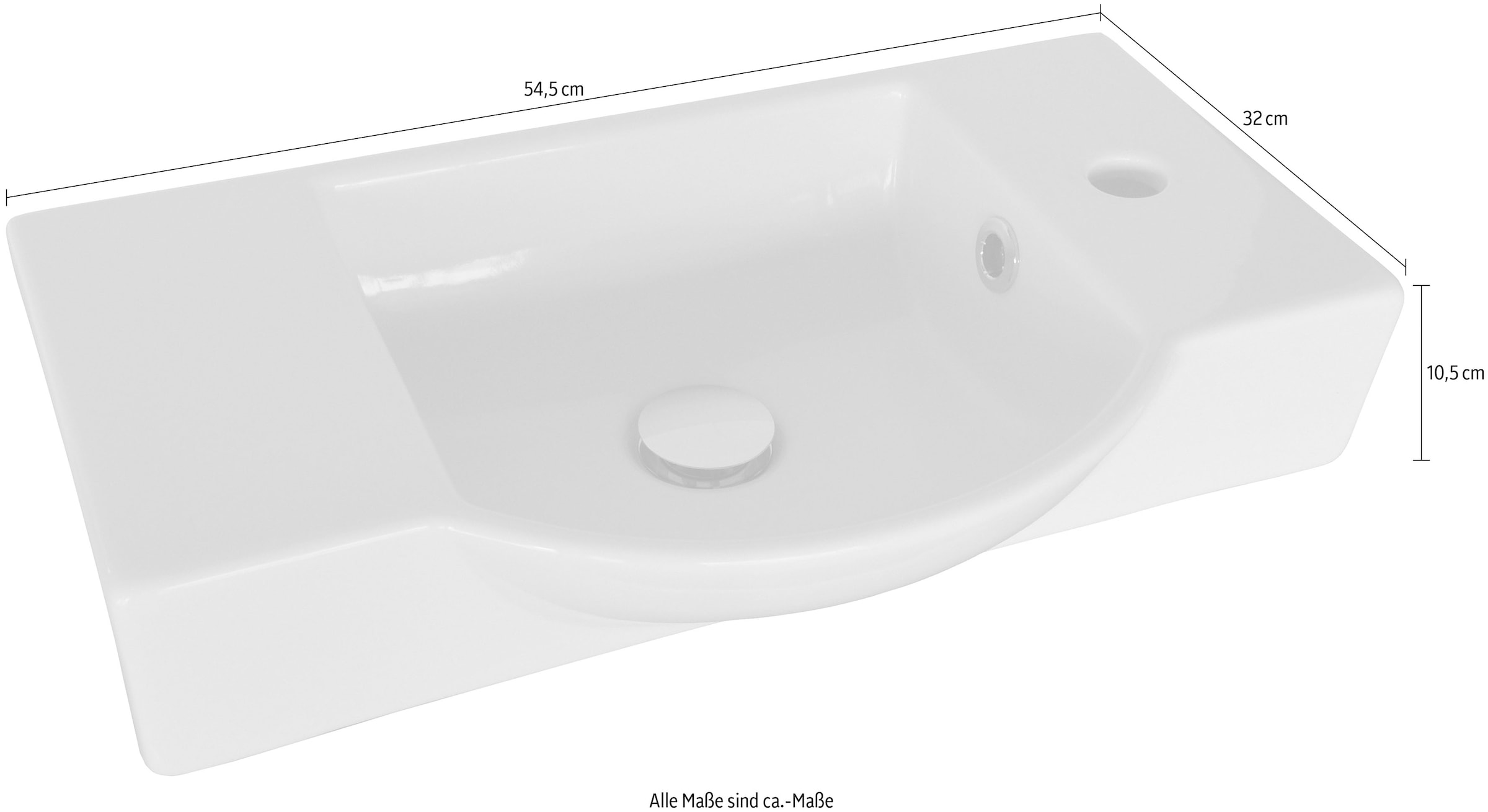 FACKELMANN Waschbecken »Gäste-WC«, Keramik, Breite 54,5 cm, für Gäste-WC