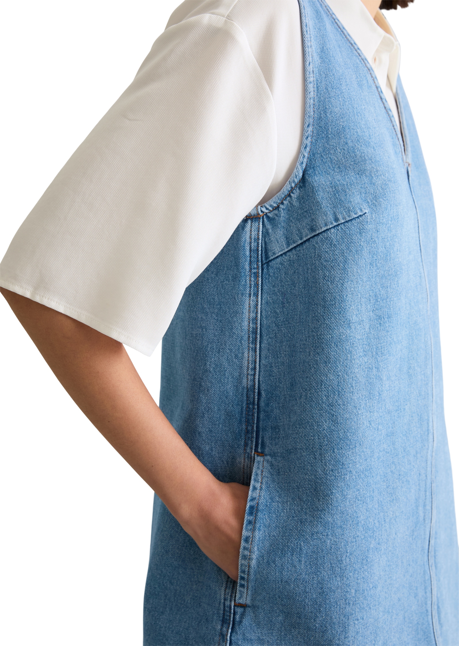 Marc O'Polo DENIM Jeanskleid Seitennahttaschen loose fit mit Ananasblattfasern