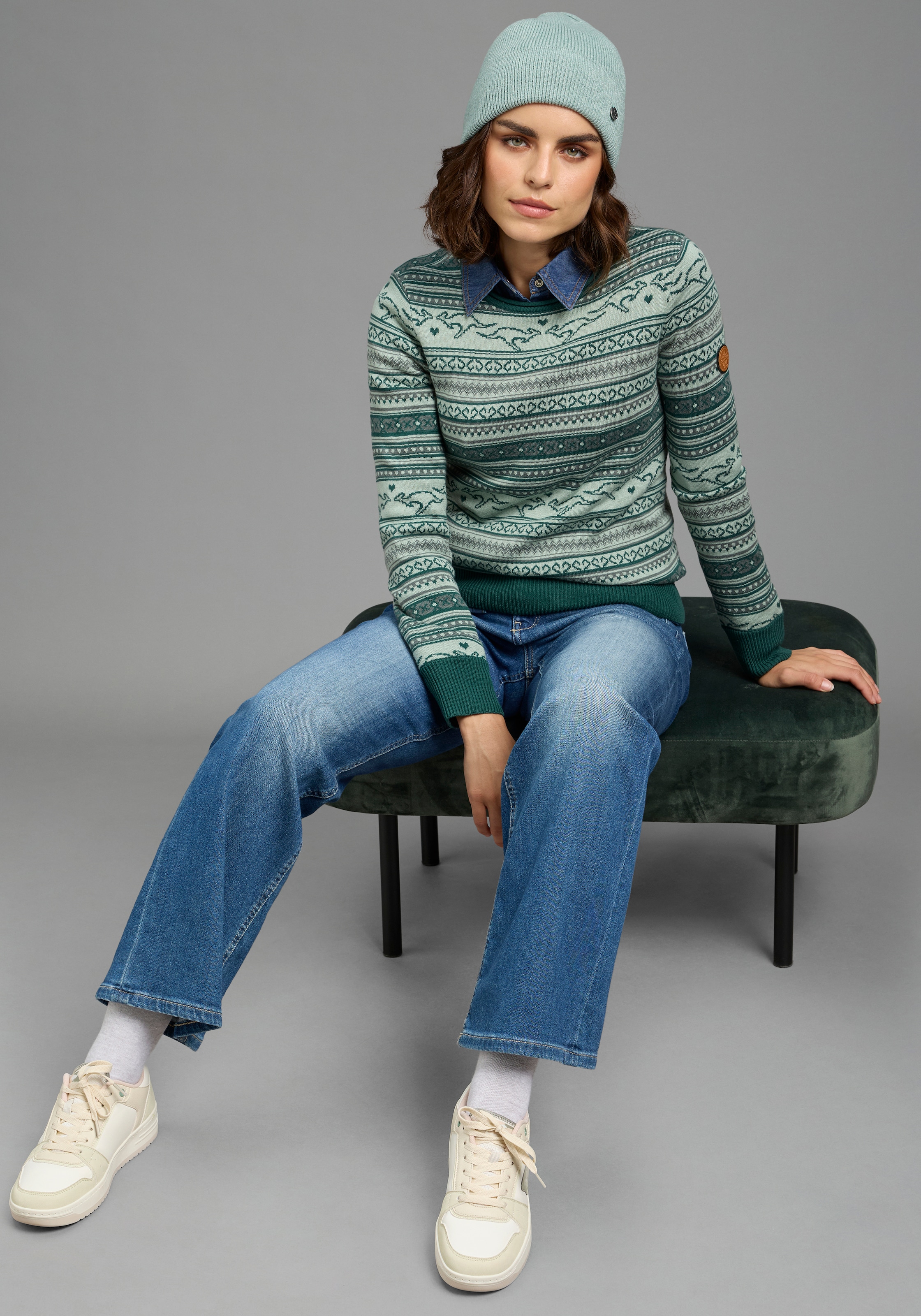 KangaROOS Norwegerpullover mit Rippstrickbündchen
