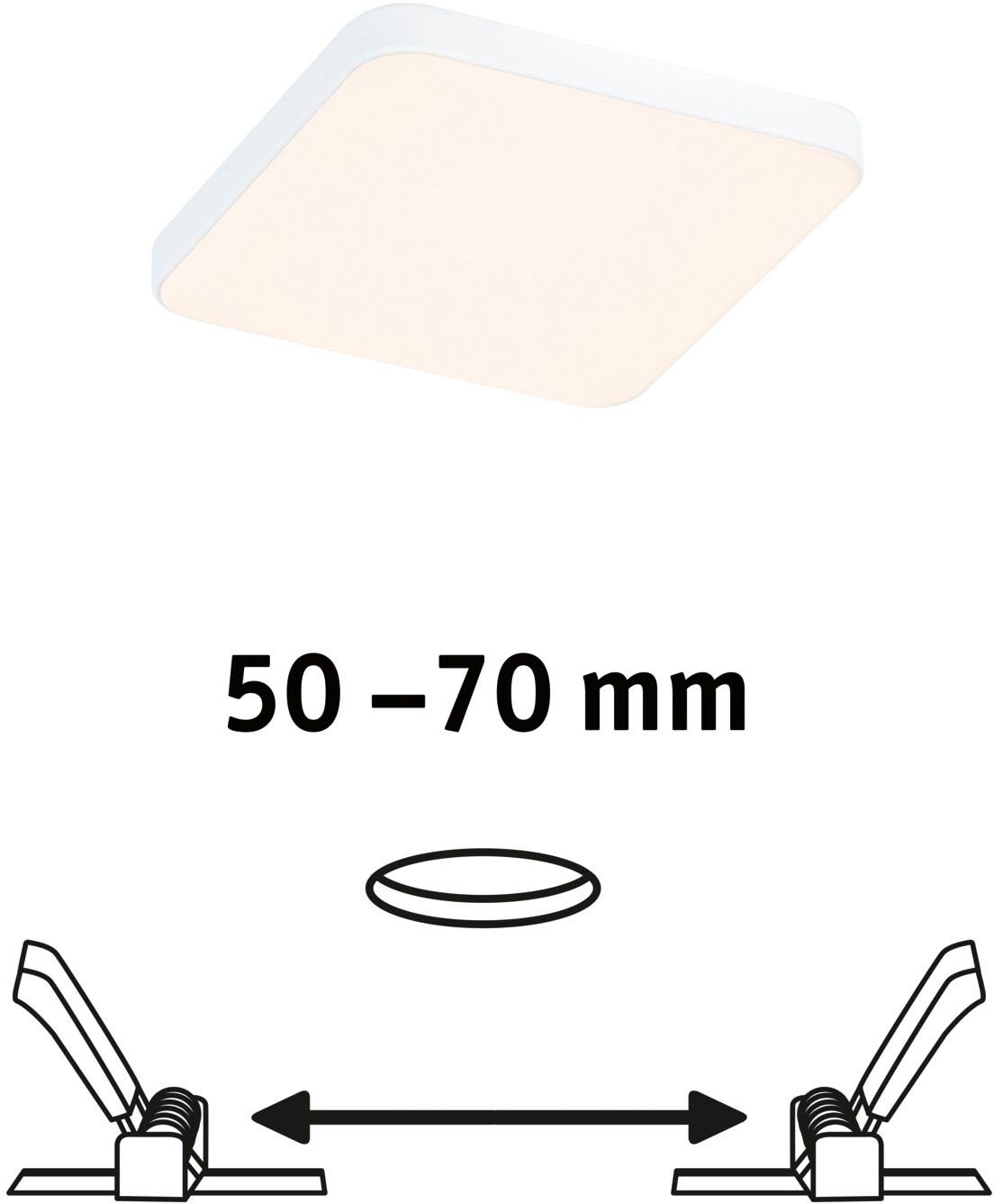 Paulmann LED Einbauleuchte »Veluna VariFit Edge IP44 eckig 90x90mm 450lm 3000K Weiß dimmbar«, 1 flammig, LED Einbaupanel IP44 eckig 90x90mm 450lm 3000K Weiß dimmbar