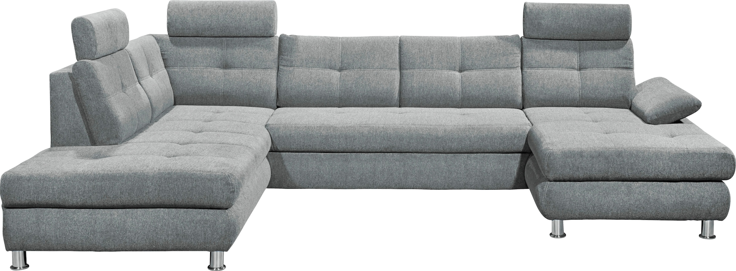 ED EXCITING DESIGN Wohnlandschaft »Alba U-Form«, mit Bettfunktion, Bettkasten, Armteilverstellung & Kopfstützen