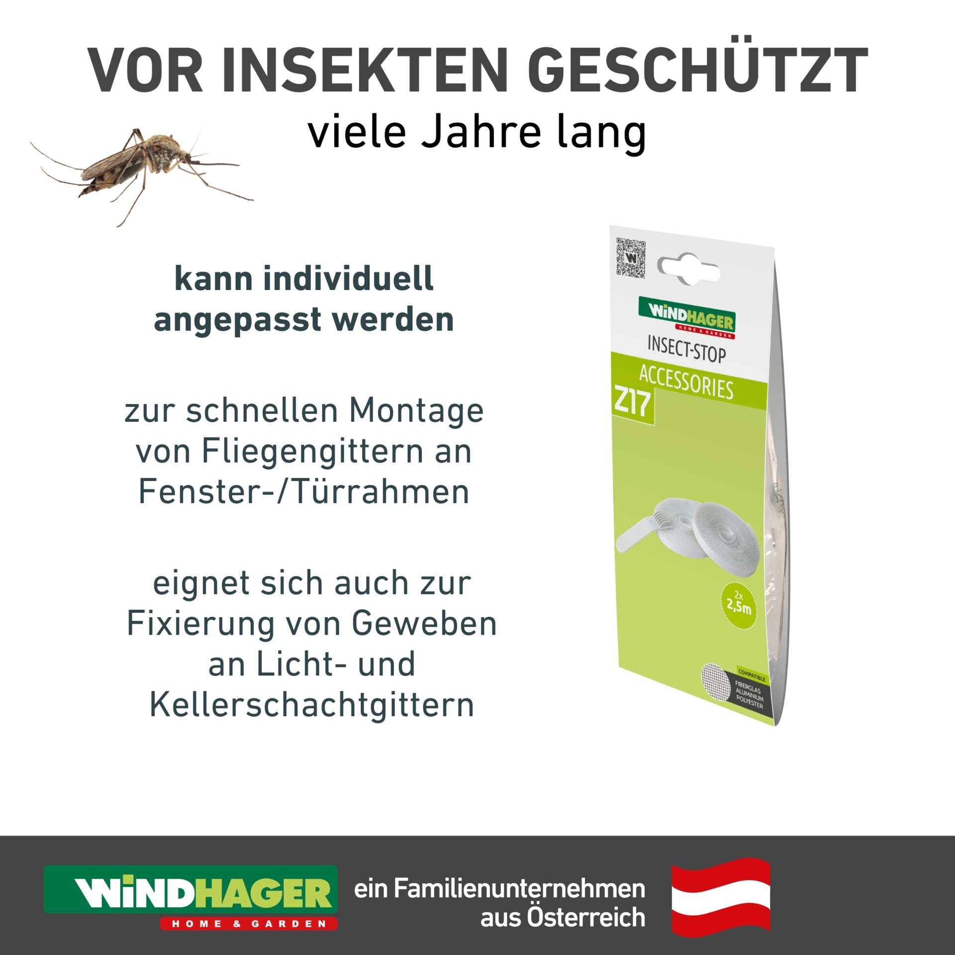Windhager Klebeband »zur Befestigung von Fliegengittergewebe am Fenster- und Türrahmen« selbstklebendes Insektenschutz Befestigungsband, 2 Stk., 2,5 m