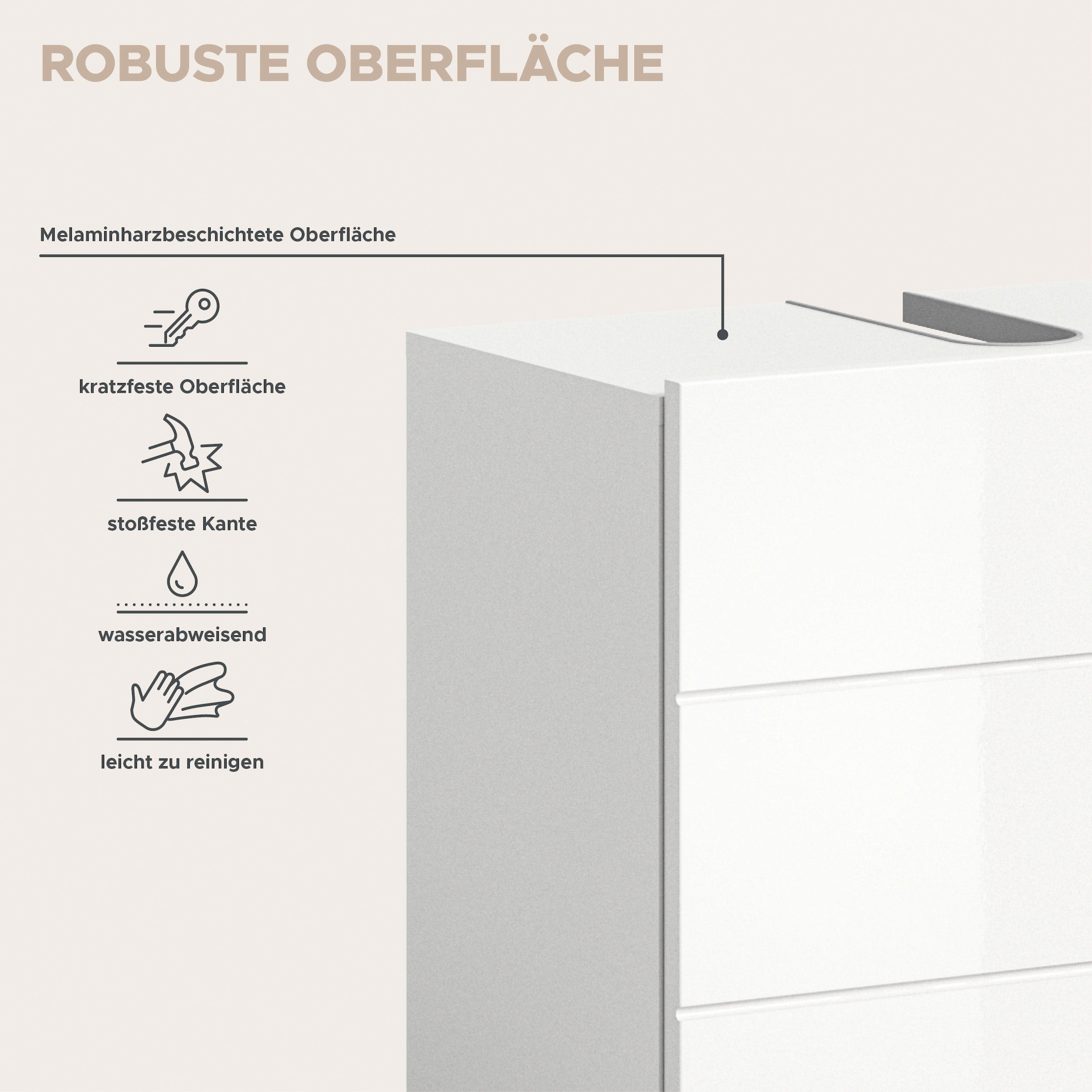 welltime Badmöbel-Set »Biel, Höhe 190 cm, Midischrank, Unterschrank, Spiegelschrank«, (3 St.), Bad Set, modernes Design, Hochschrank, Unterschrank, Spiegel