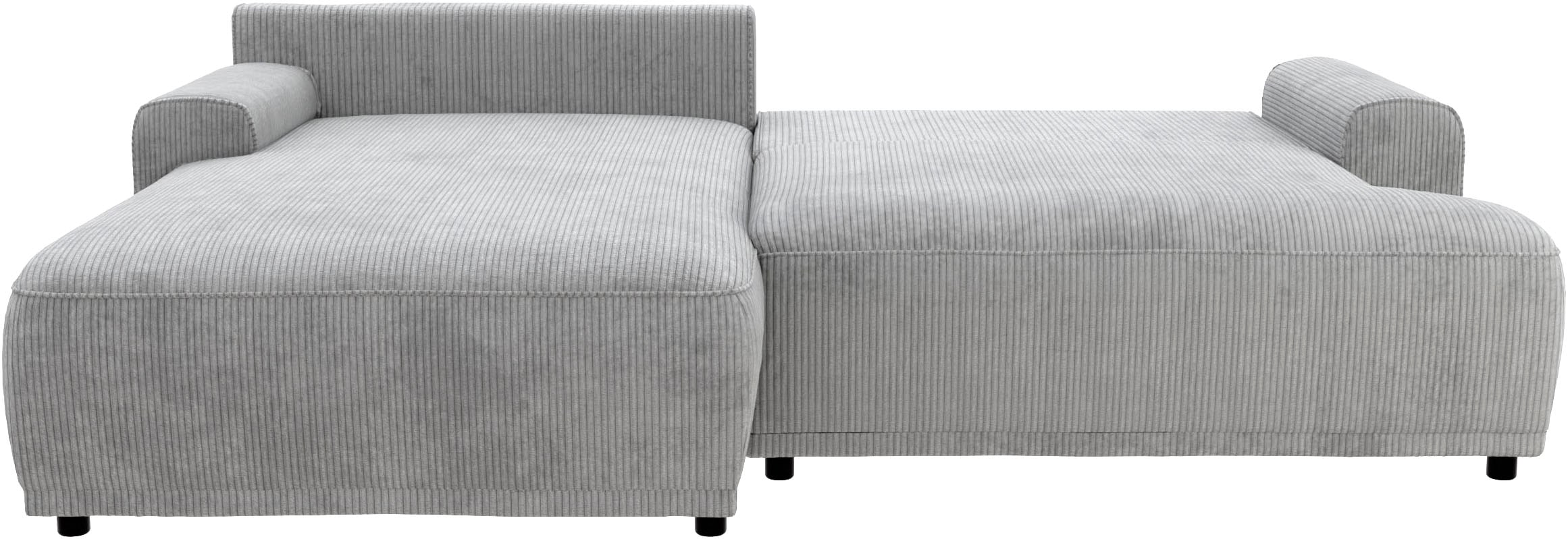 TRENDMANUFAKTUR Ecksofa »Fordon, Schlafsofa mit Bettkasten, Couch in L-Form, Breite 250 cm«, in Cordstoff HYPER, betongrau, Recamiere links