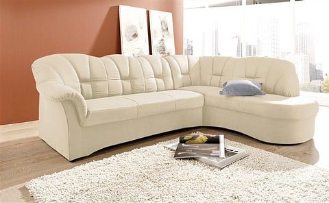 DOMO collection Ecksofa »Papenburg, zeitlose Rückensteppung, elegante Armlehne, L-Form«, mit Ottomane, wahlweise mit Bettfunktion