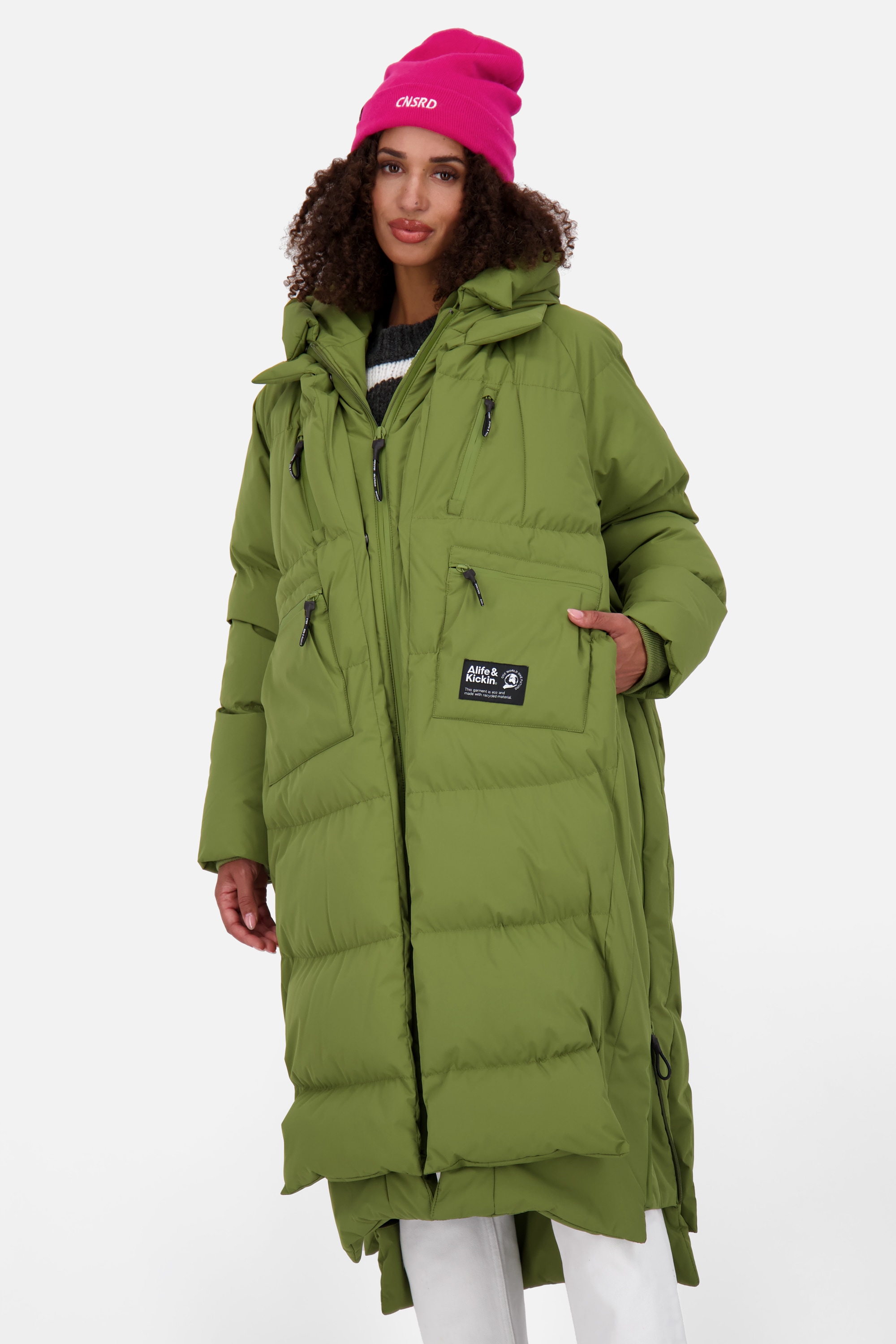 Alife & Kickin Winterjacke »Damen RihannaAK A«, mit Kapuze, Langer, warmer Wintermantel mit großer Kapuze und Fleece Innenfutter