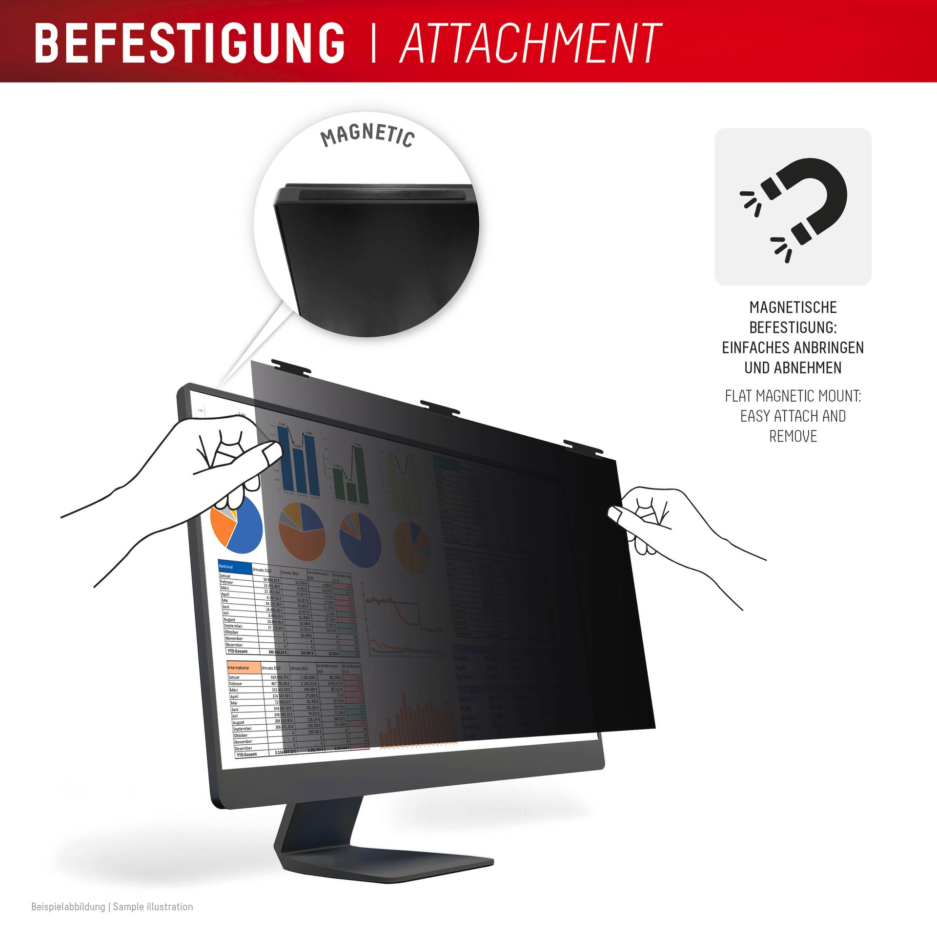 Displex Displayschutzfolie »Privacy Safe Blickschutzfilter«, für Universell für Monitore mit 22 (16:10), Blickschutzfolie, Schutzfolie, Bildschirmschutz, kratz- & stoßfest
