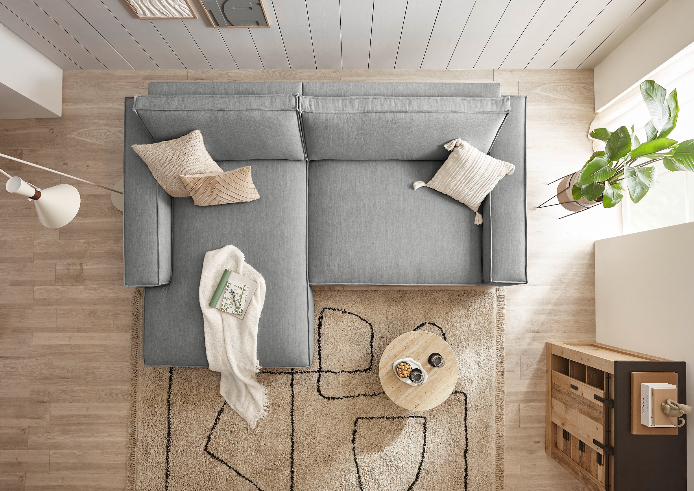 Home affaire Ecksofa »NEU: SHERWOODL XXL 284, Big-Sofa L-Form, tiefe Sitzfläche 95 cm, Cord,«, Leinenoptik, Recamiere rechts/links, auch als Schlafsofa stellbar