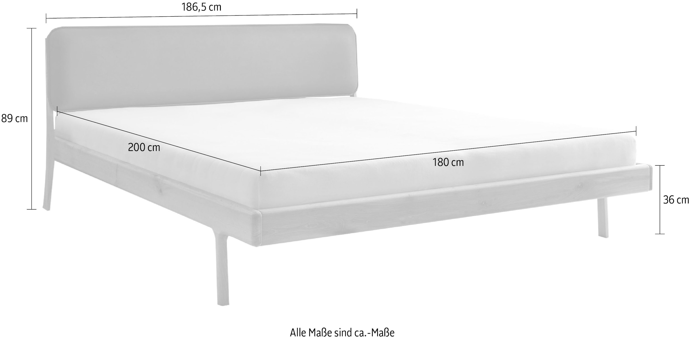 Schlafkontor Massivholzbett »Jerik« Eiche Massiv , Bett-Kopfteil in pflegeleichten Kunstleder Taupe