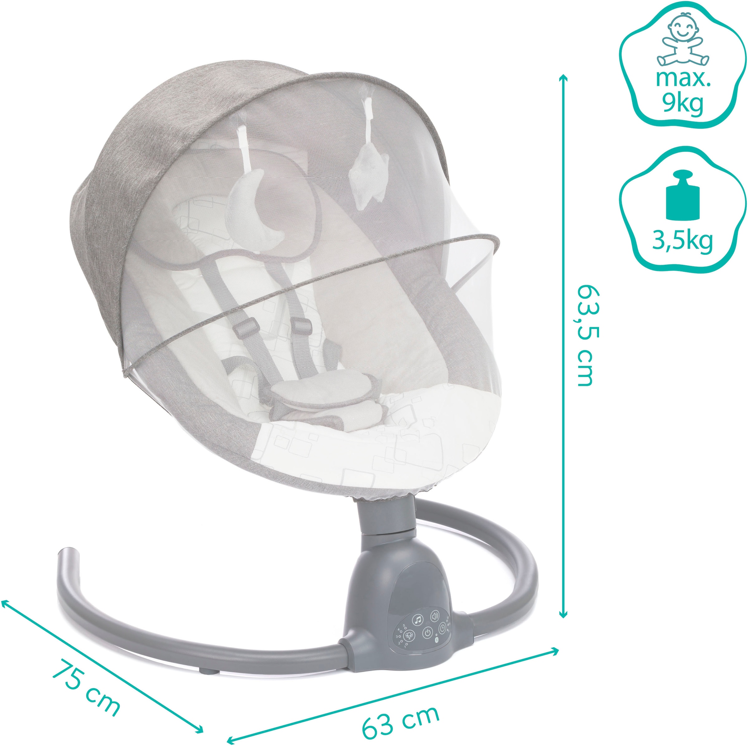Fillikid Babywippe »Elektrische Wippe, Luna«, bis 9 kg, inkl. Fernbedienung