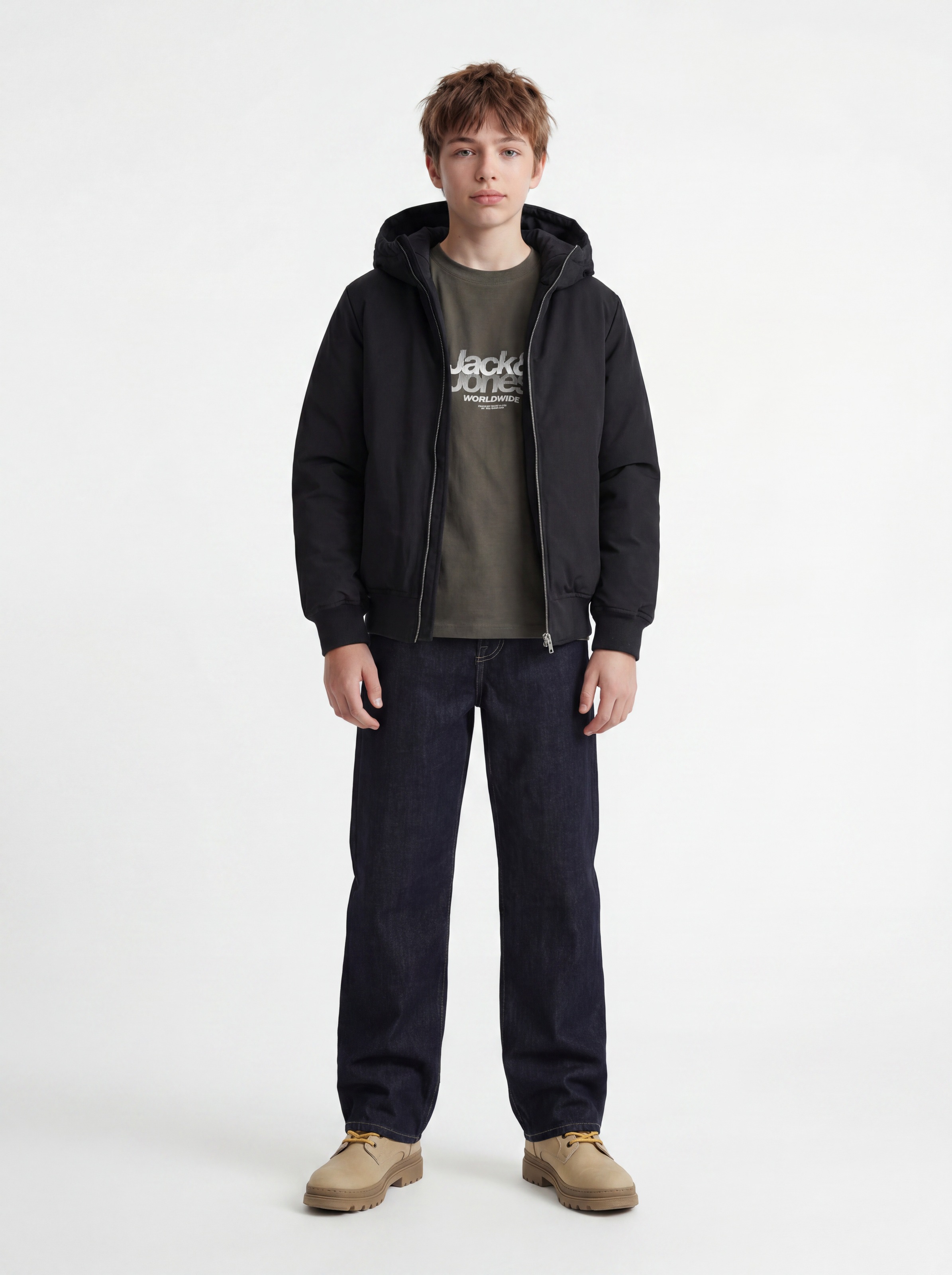 Jack & Jones Junior Rundhalsshirt »JCOECHO GRAPHIC FRONT SS TEE CN FST JNR« Baumwolle, regular fit