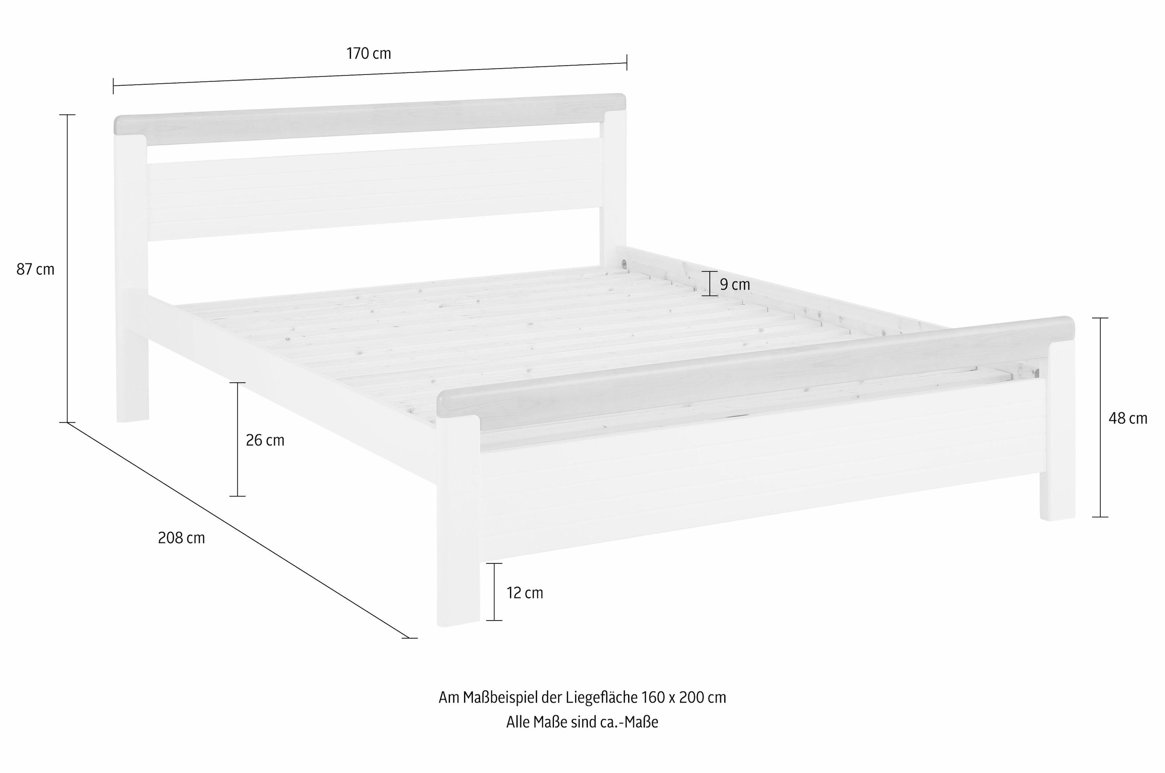 11. Bild von Home affaire Massivholzbett »"CAPRE" im skandinavischem Landhausstil«, in verschiedenen Breiten, zertifiziertes Massivholz, Lamellenoptik