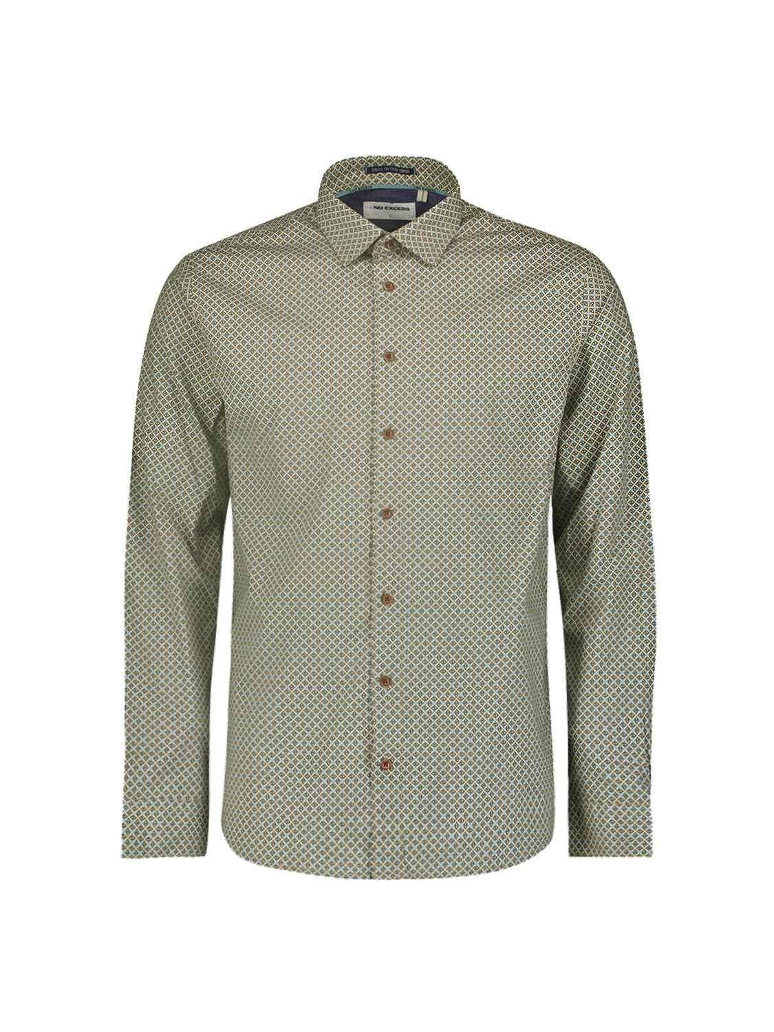 NO EXCESS Langarmhemd »No Excess Stilvolles Winterhemd mit dynamischem Allover-Muster«