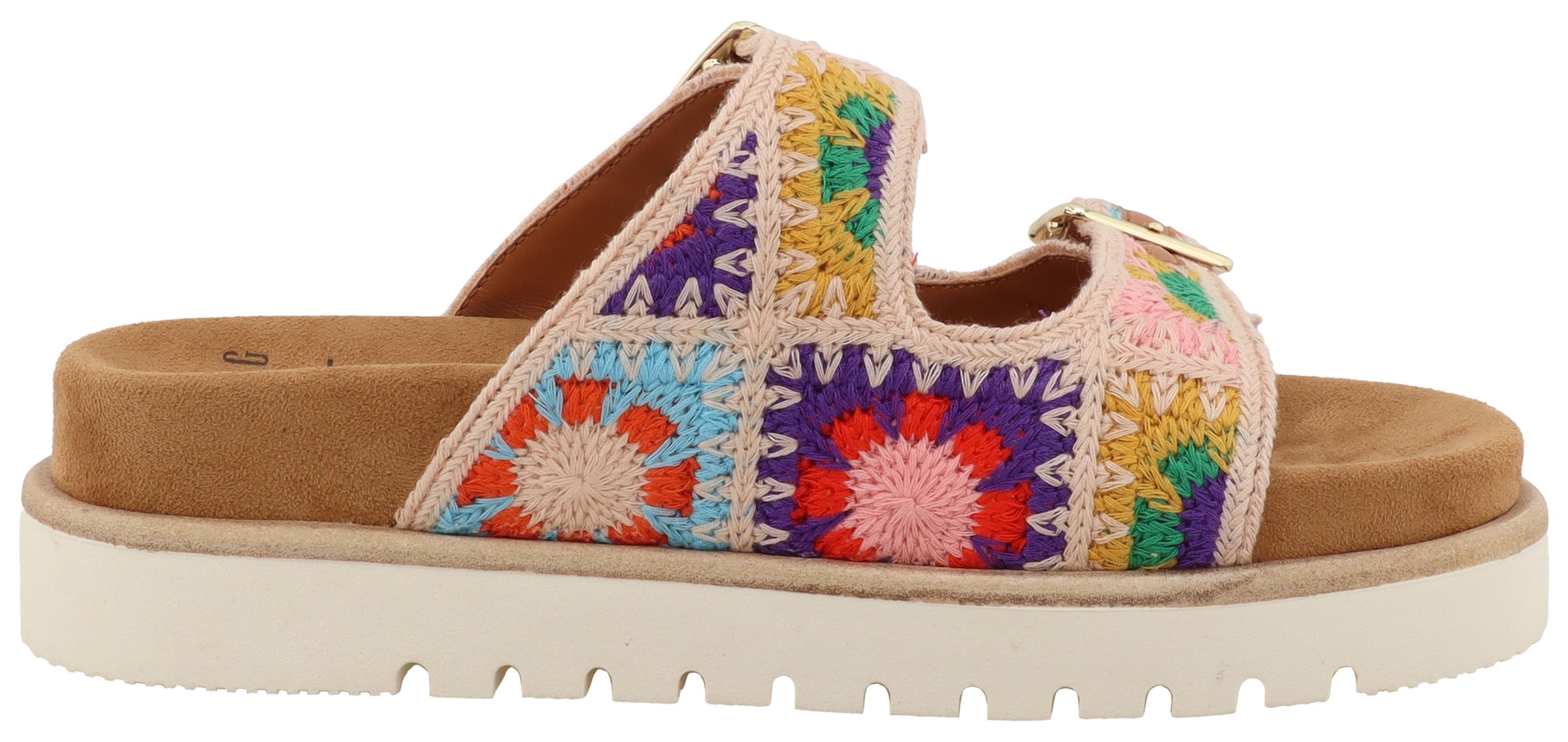 Mustang Shoes Pantolette »Malina«  Sommerschuh, Schlupfschuh mit aufwendiger, bunter Stickerei