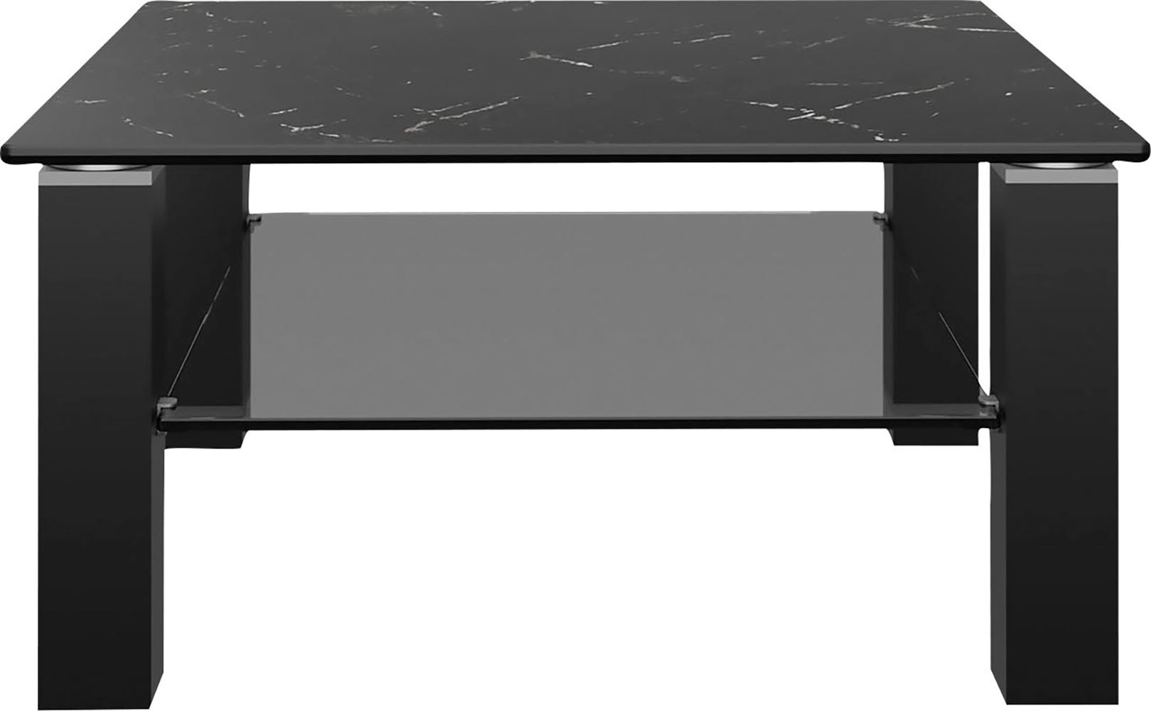 Eve Collection Couchtisch, rollbar, Ablageplatte, Keramik auf Glas