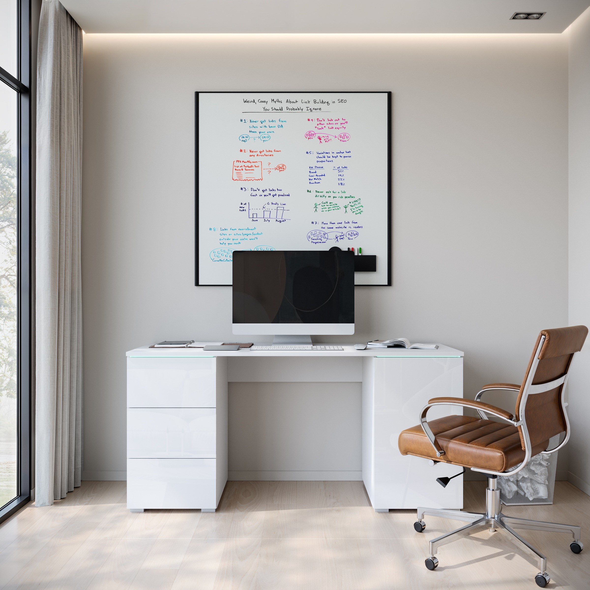 INOSIGN Schreibtisch »Vera«, (1 St.), Bürotisch mit LED, Push-to-Open, 3 Sc günstig online kaufen