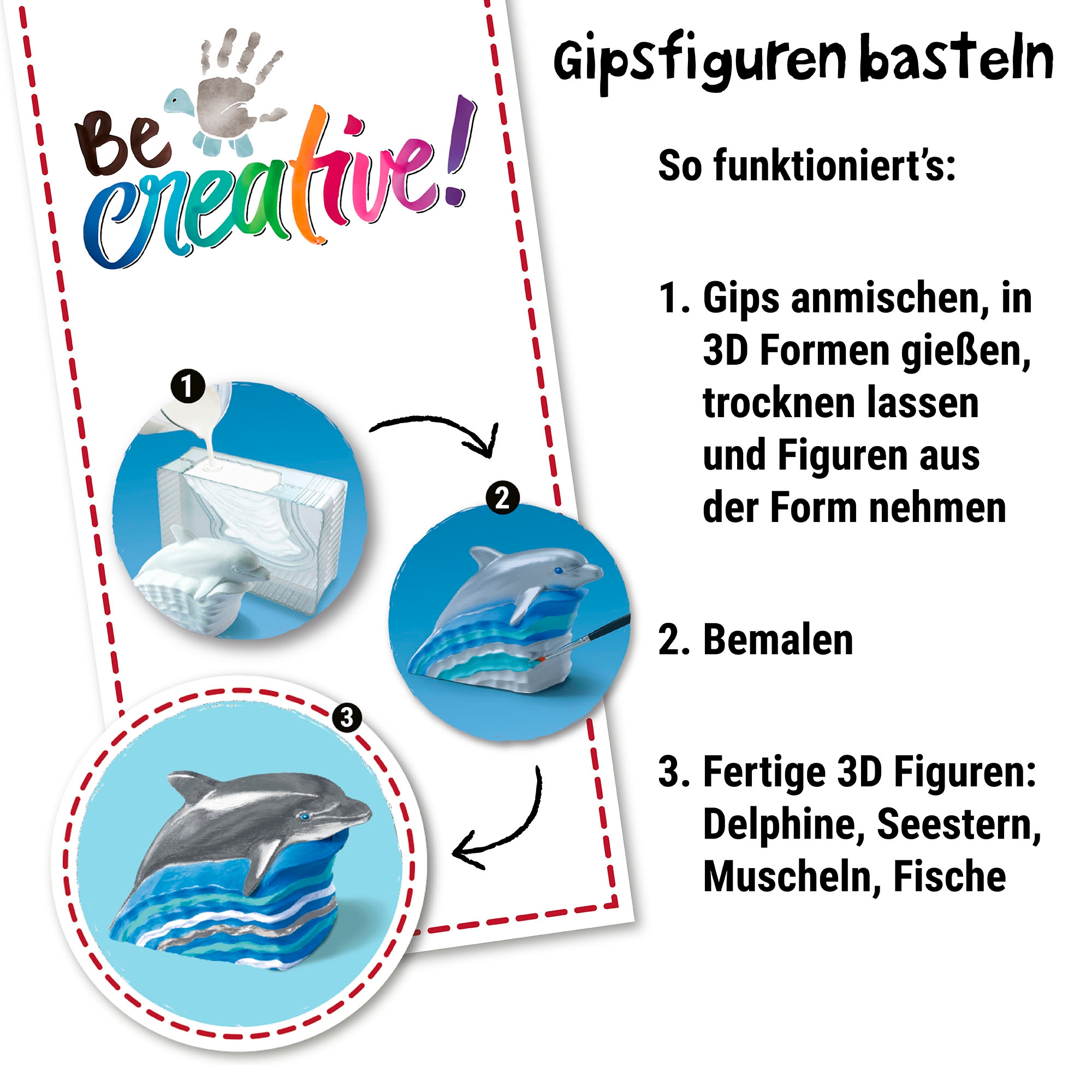 Ravensburger Kreativset »BeCreative Midi, Gipsfiguren gießen Delfine«, Made in Europe
