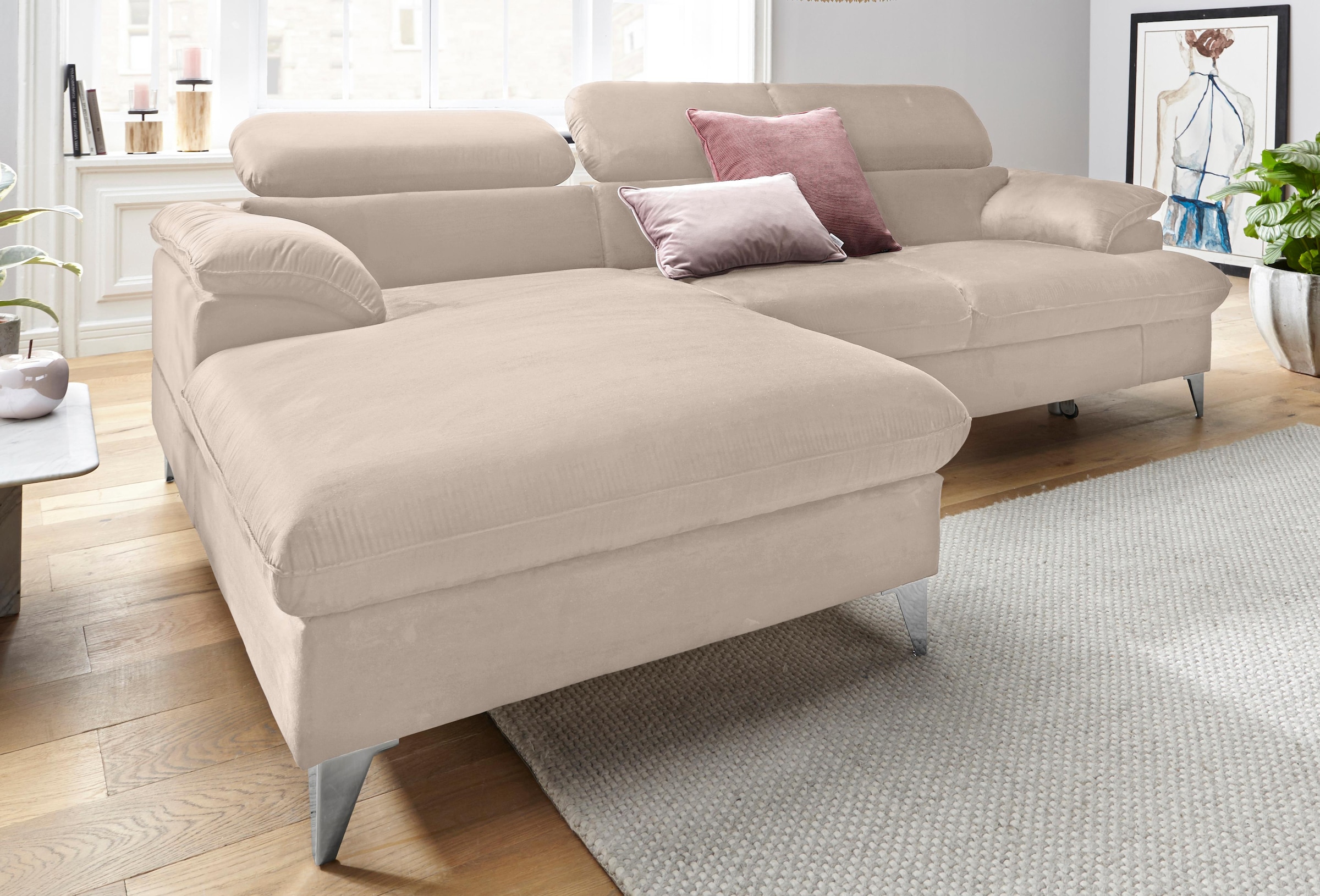 COTTA Ecksofa »Caluso L-Form« mit Kopfteilverstellung, wahlweise mit Bettfunktion & Bettkasten