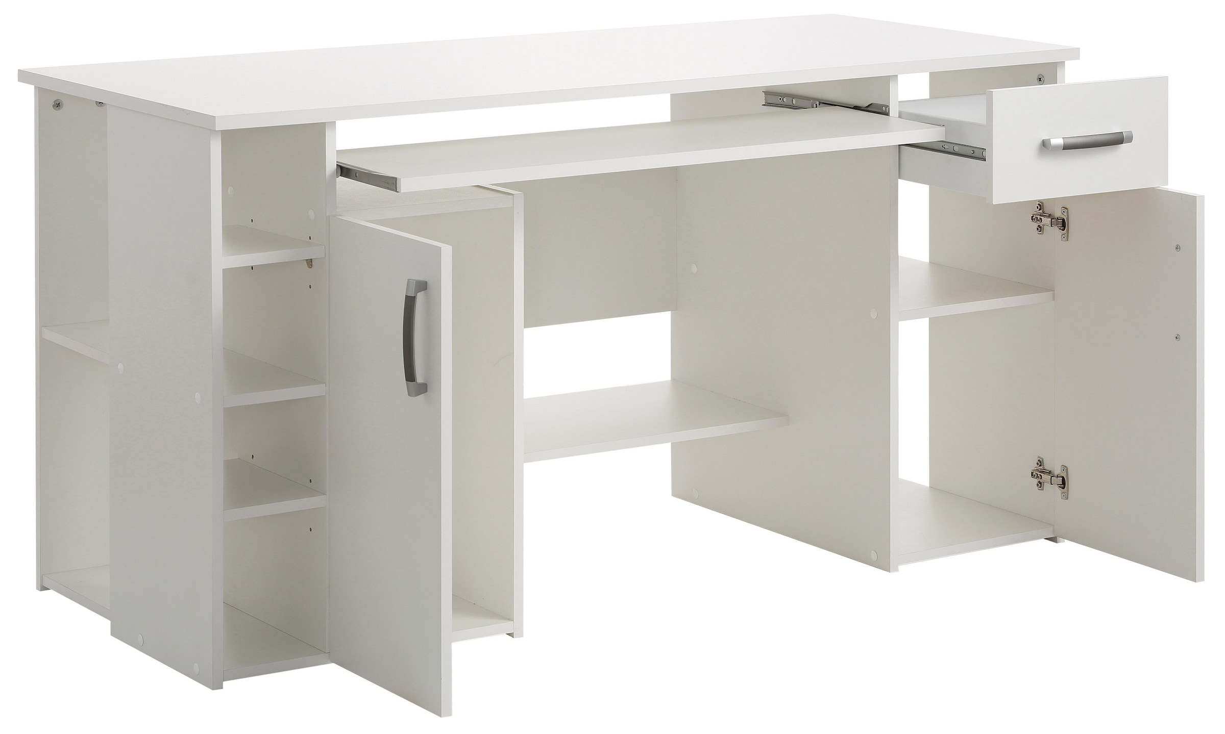 VOGL Möbelfabrik Schreibtisch »Tim mit seitlich offenen Fächern & Tastaturauszug,«, Druckerablage, 1 Schublade, Breite 138 cm, Made in Germany