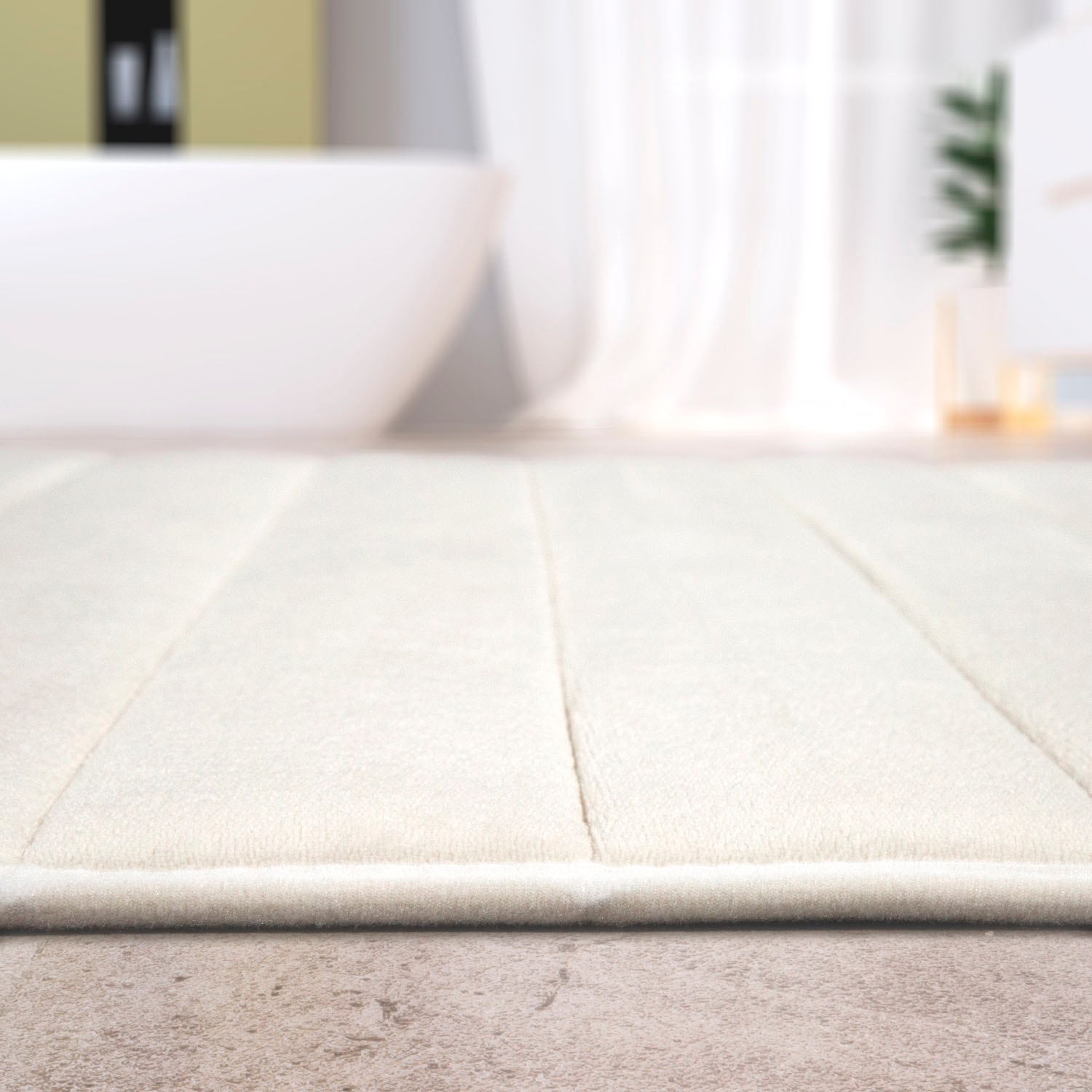 Paco Home Badematte »Corby 252, Memory-Schaum Effekt«, rutschhemmend beschichtet, fußbodenheizungsgeeignet, Badteppich, Uni Farben, gestreift, Hoch-Tief Effekt