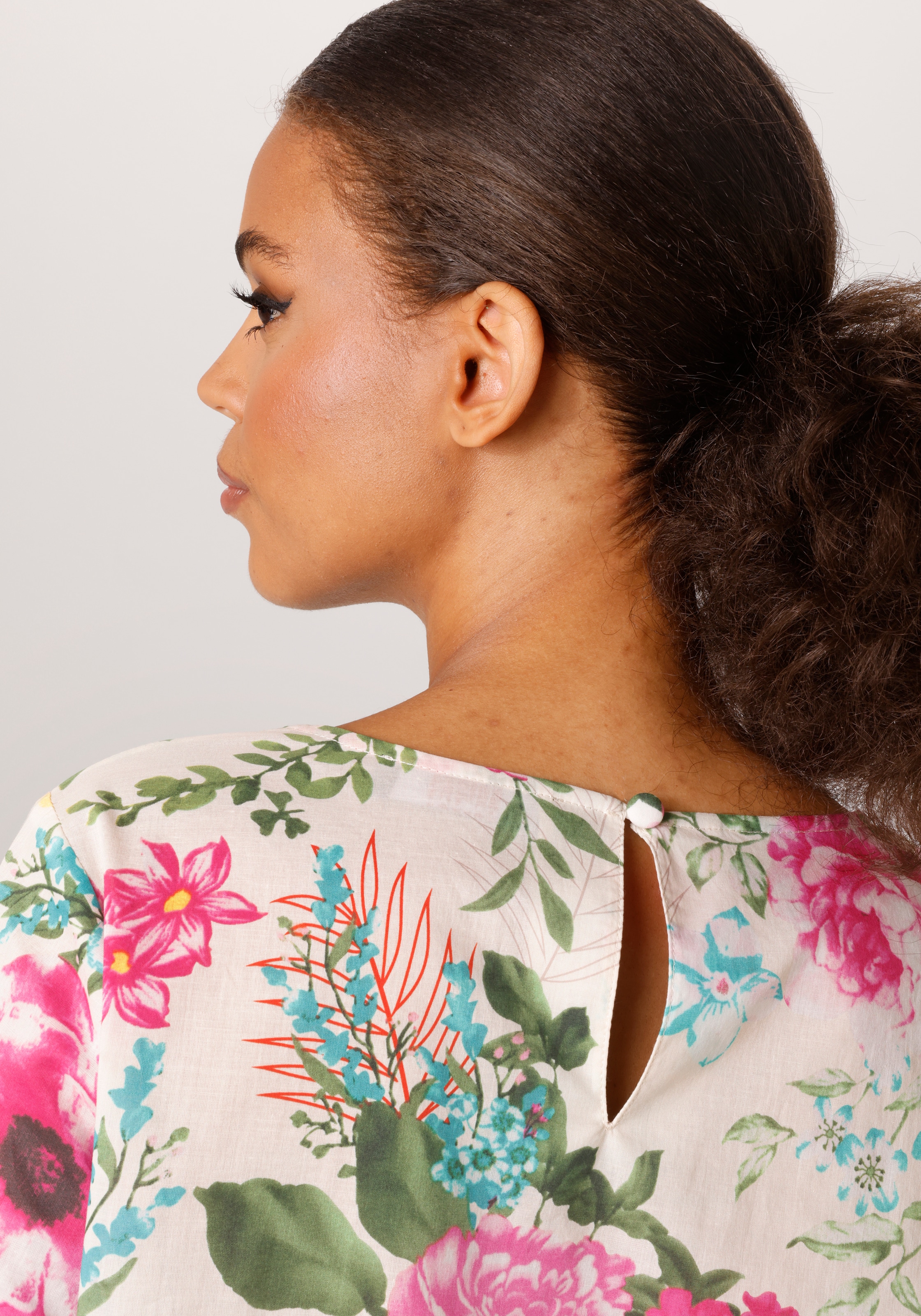 Aniston CASUAL Schlupfbluse mit farbenfrohem Blumendruck - jedes Teil ein Unikat - NEUE KOLLEKTION