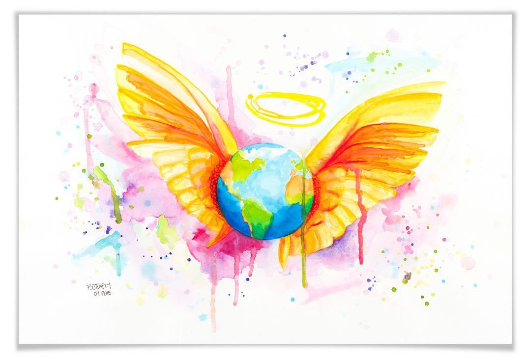 Wall-Art Poster »Angel Schutzengel Mutter Erde«, Schriftzug, (1 St.), Poste günstig online kaufen