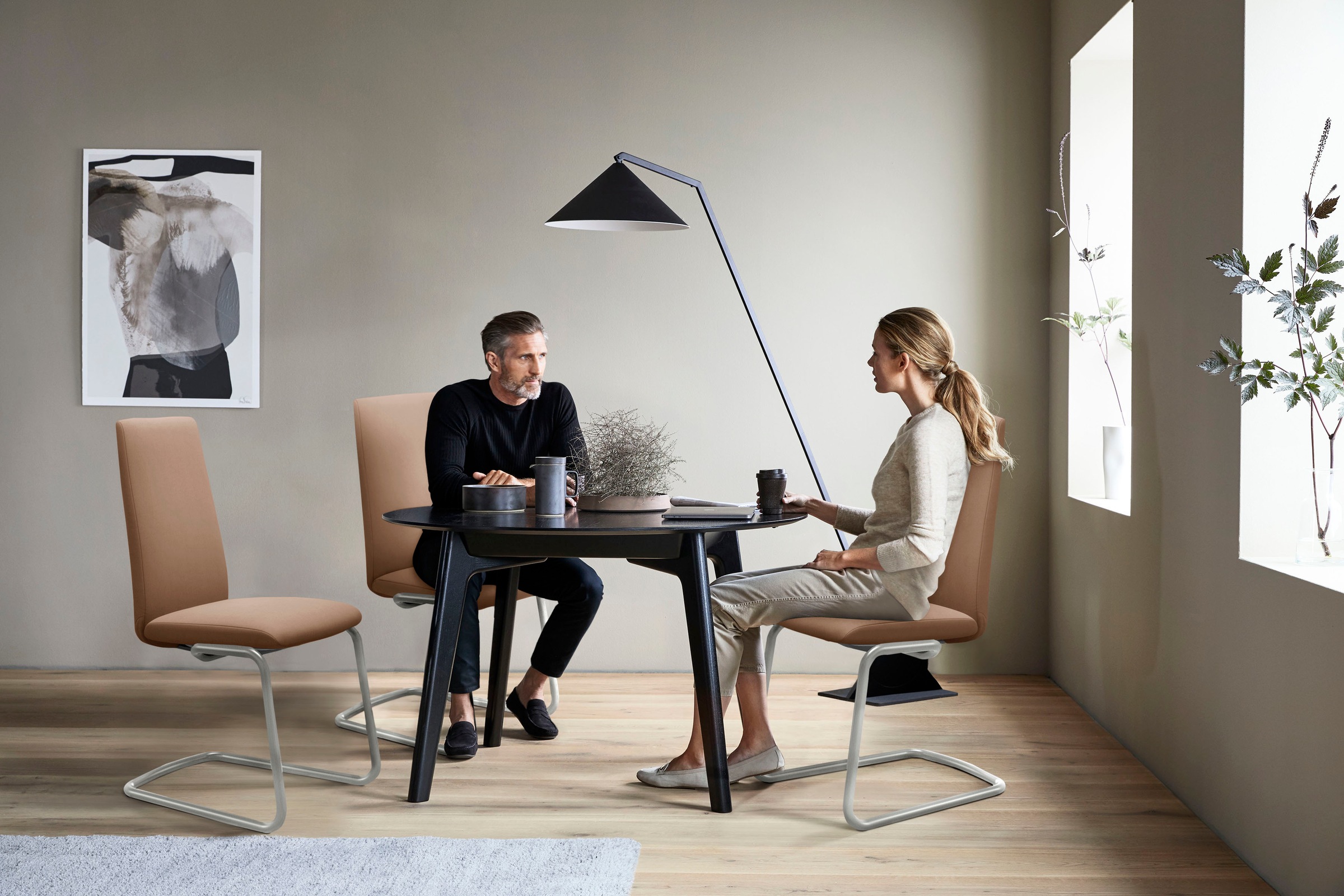 Stressless® Polsterstuhl »Laurel«, Microfaser DINAMICA, High Back, Größe L, mit Beinen aus Stahl in Chrom glänzend