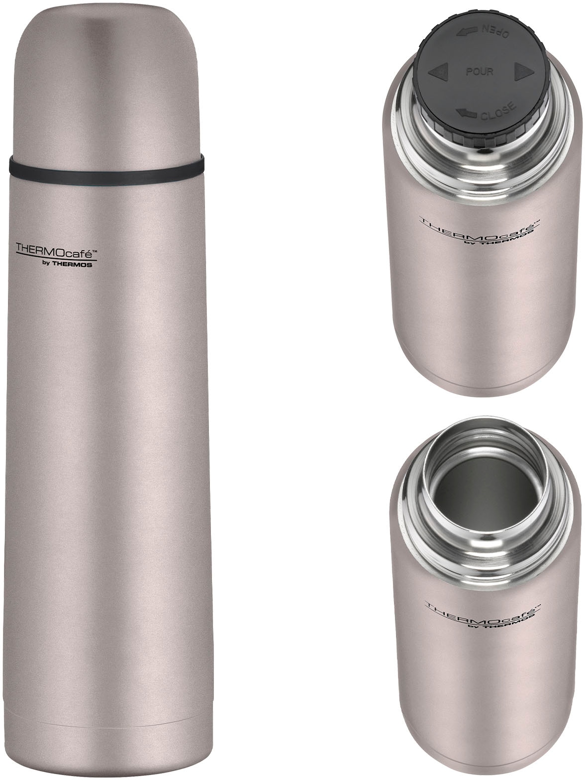 THERMOcafé Isolierflasche »TC EVERYDAY, Edelstahlkörper, spülmaschinenfest« mit Twist & Pour Lid und Trinkbecher (nicht isoliert)