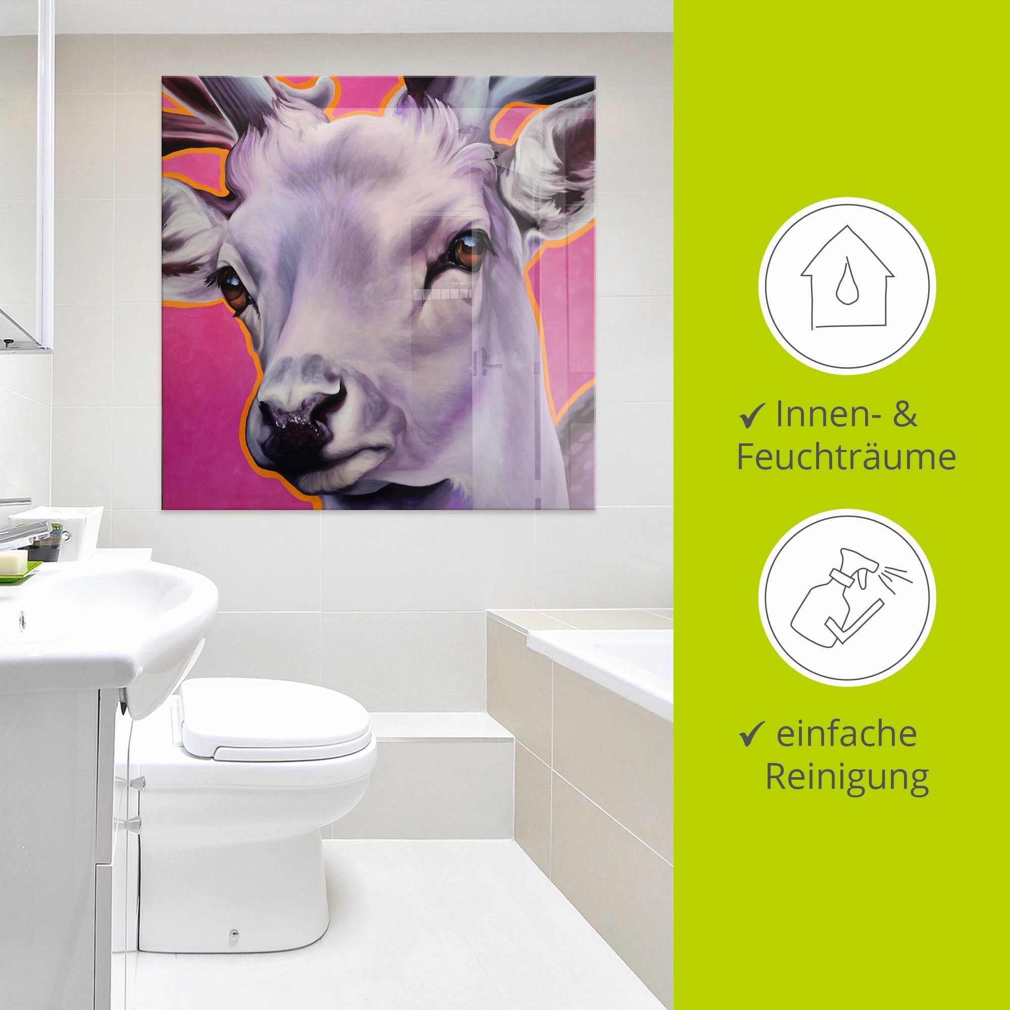 Artland Glasbild »Hirsch pink«, Wildtiere, (1 St.), in verschiedenen Größen