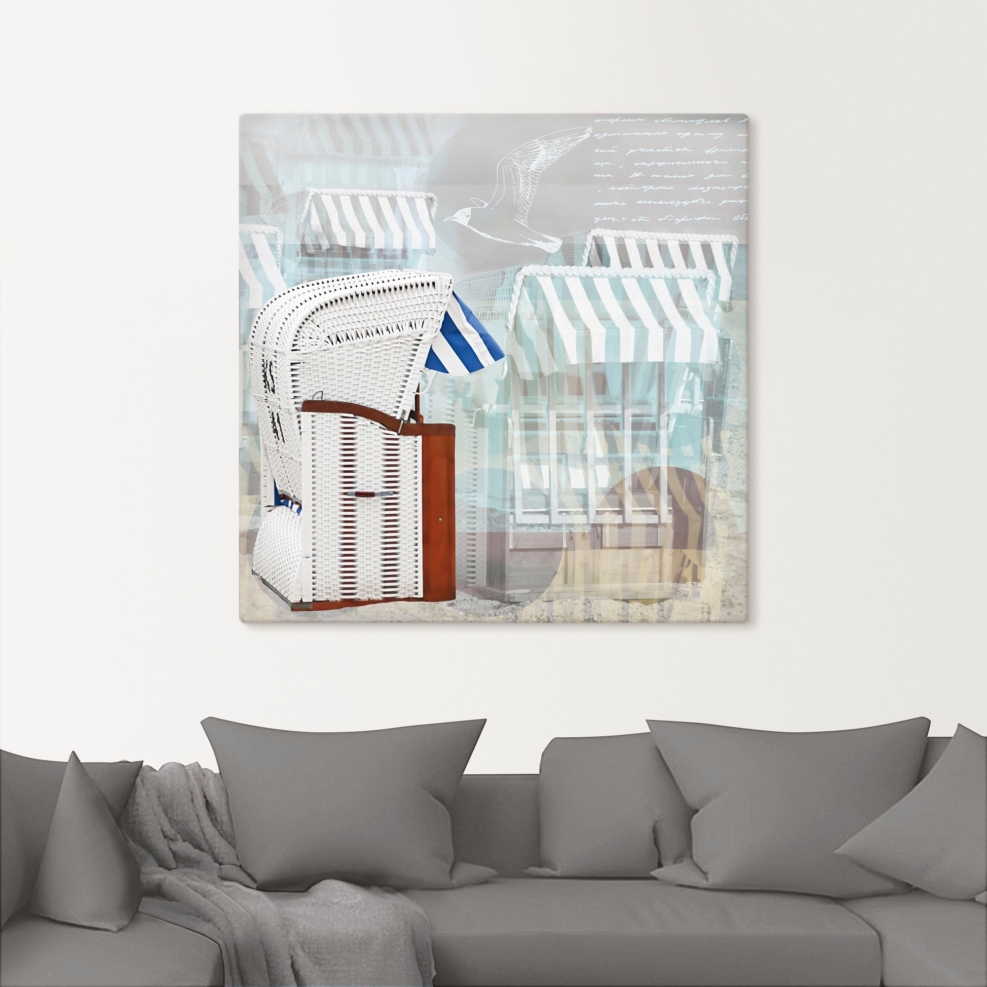Artland Wandbild »Strandkorb Hintergrund Effekt«, Strandbilder, (1 St.), als Leinwandbild, Wandaufkleber in verschied. Größen